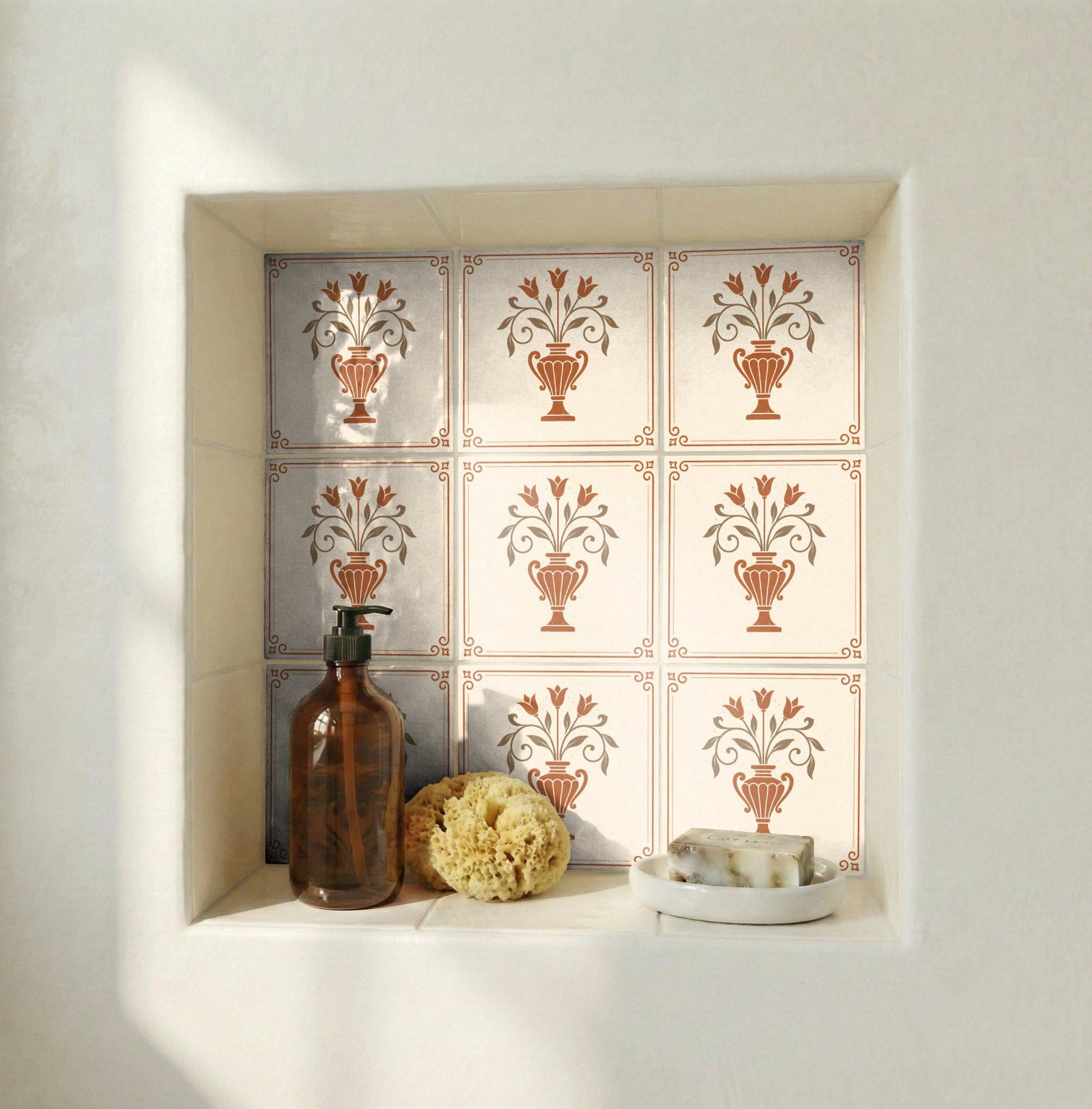 Vase Mediterranean — Garden-Inspired Pattern Ceramic Tile