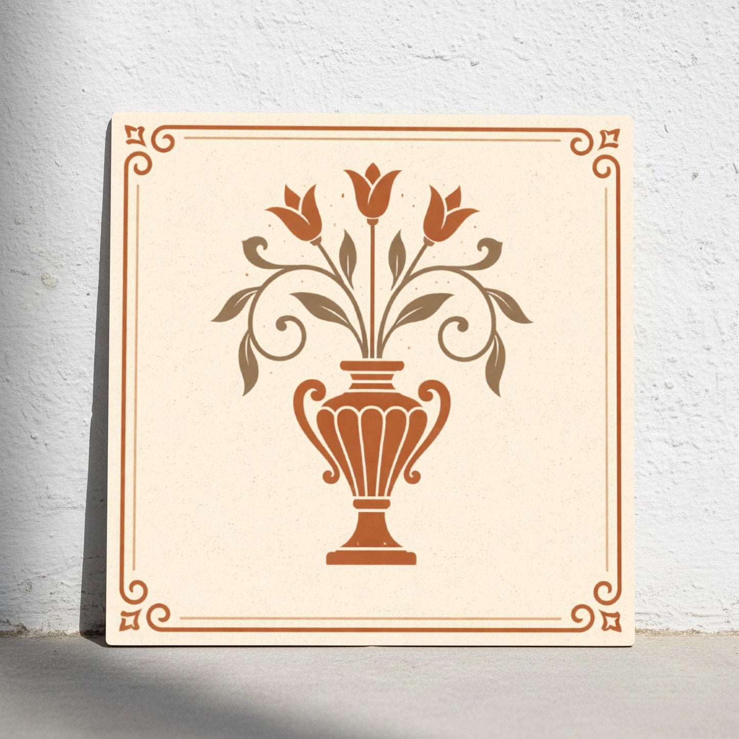 Vase Mediterranean — Garden-Inspired Pattern Ceramic Tile