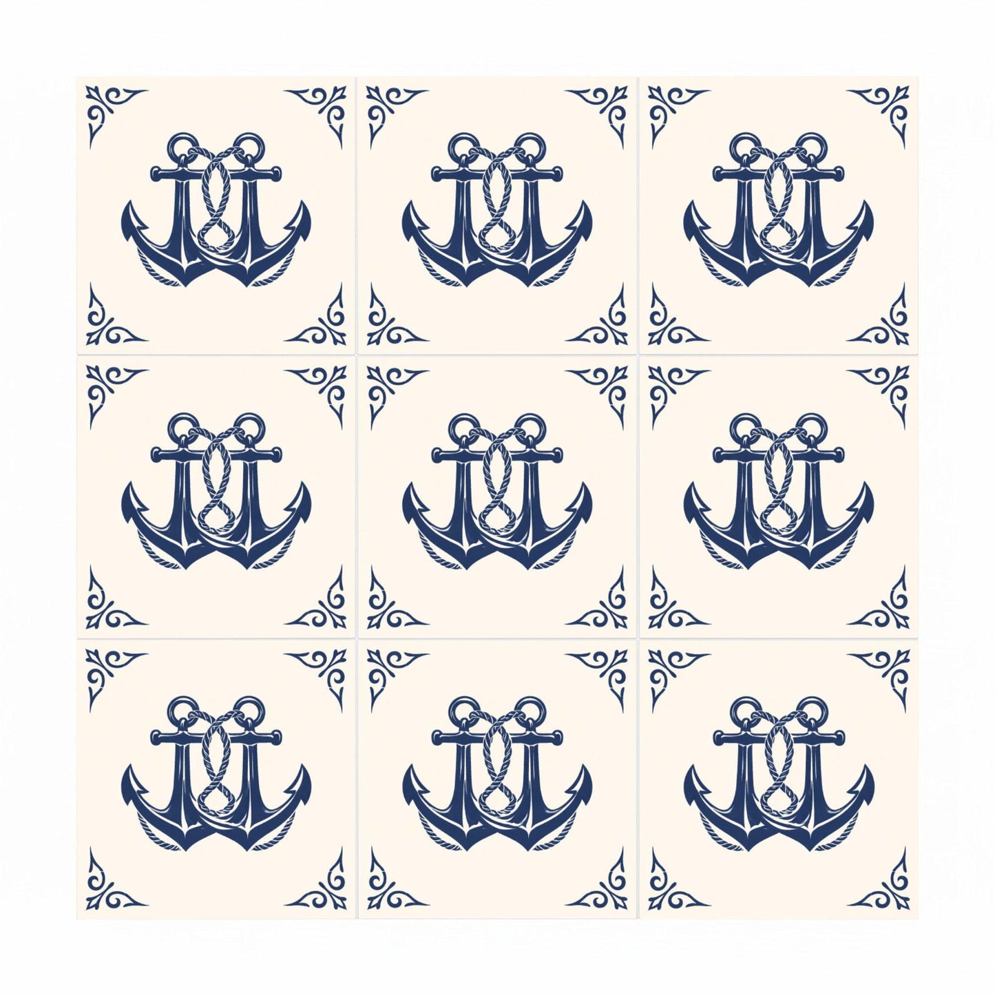 Nautical Anchor — Coastal Mediterranean Décor Ceramic Tile