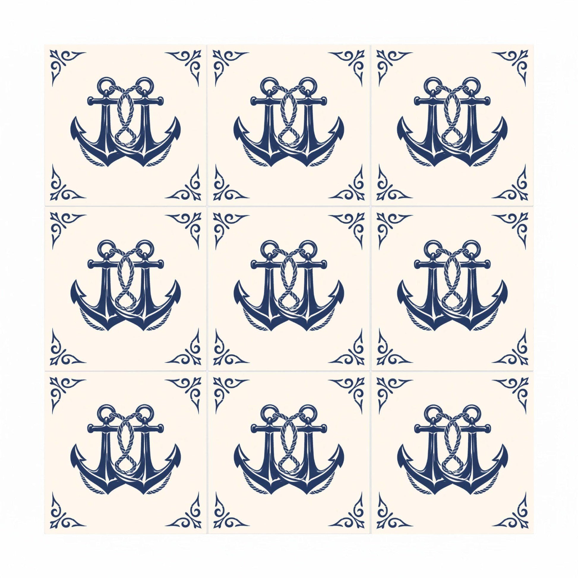 Nautical Anchor — Coastal Mediterranean Décor Ceramic Tile