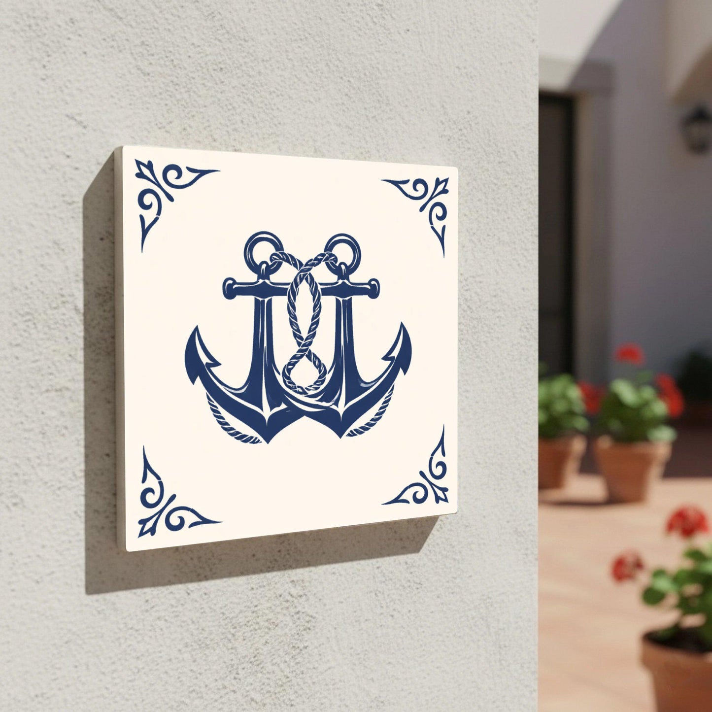 Nautical Anchor — Coastal Mediterranean Décor Ceramic Tile