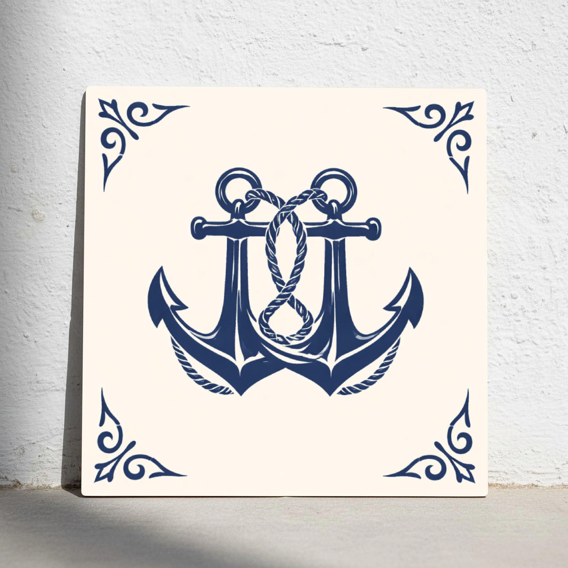 Nautical Anchor — Coastal Mediterranean Décor Ceramic Tile