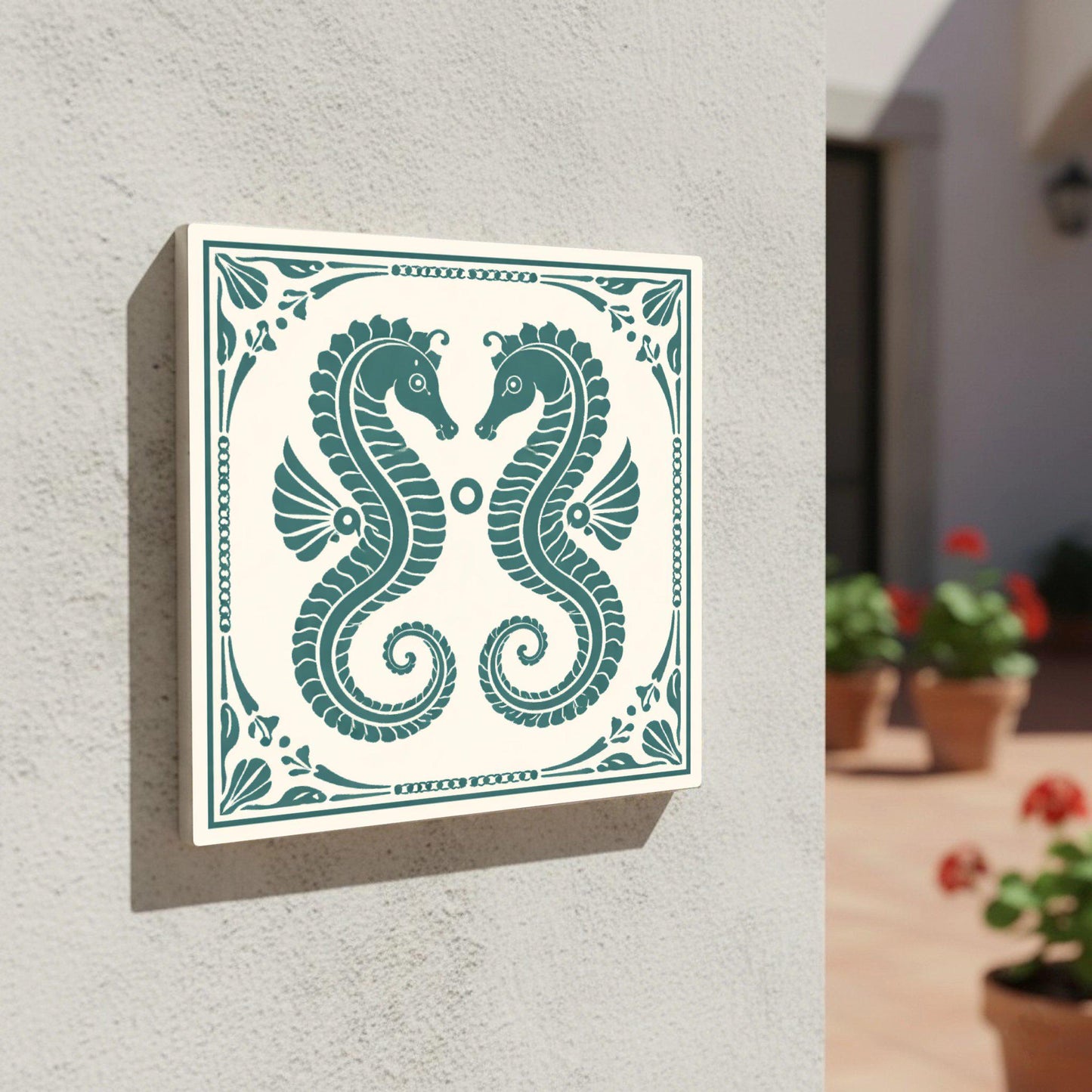 Seahorse Küsten · Keramik-Wandfliese — Mediterranes Küsten-Dekor