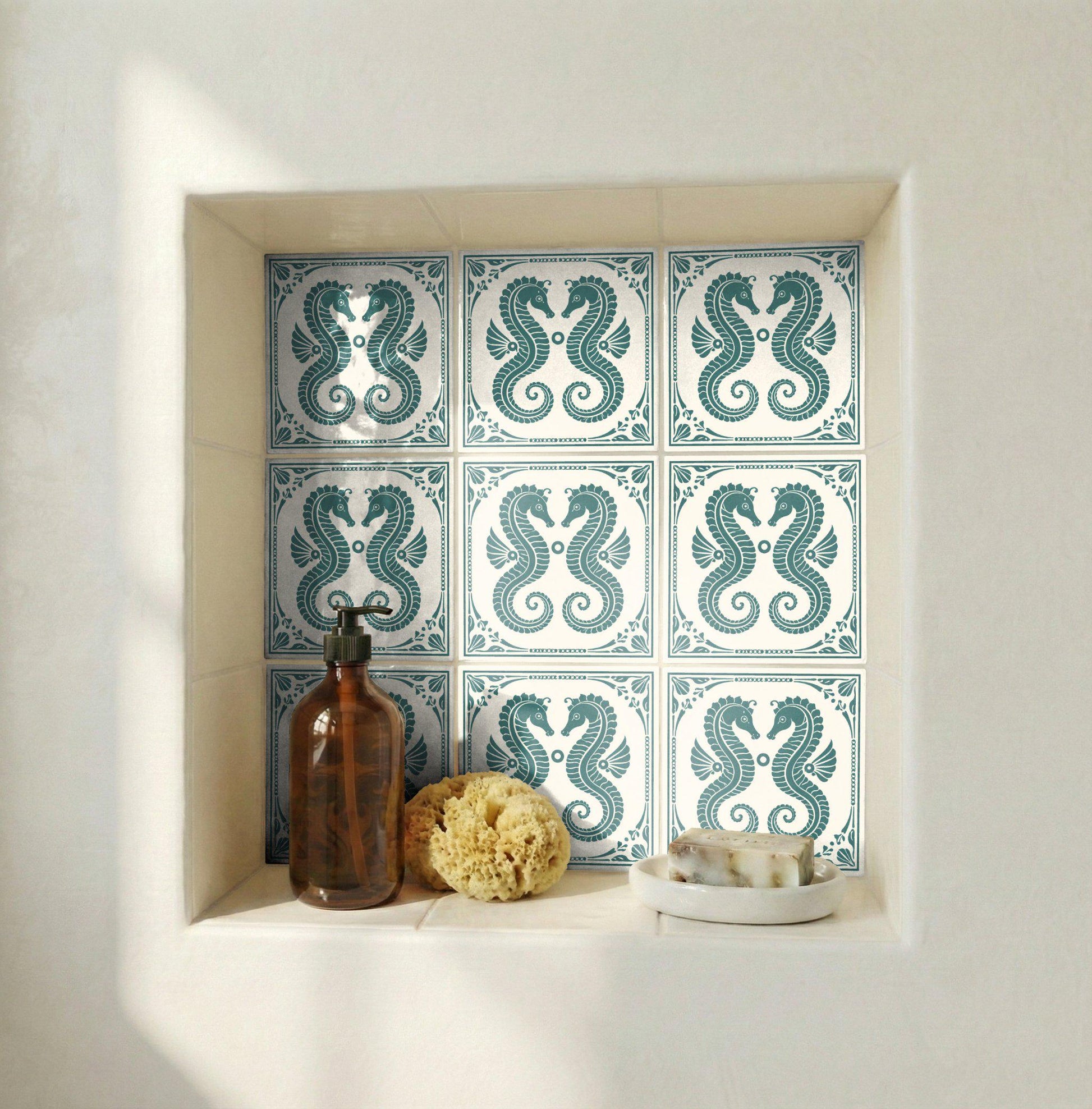 Seahorse Küsten · Keramik-Wandfliese — Mediterranes Küsten-Dekor