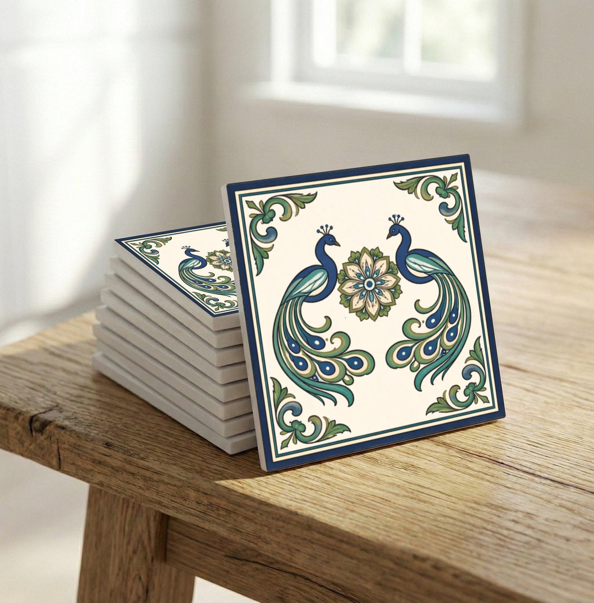 Azulejo Jaipur indio real pavo real