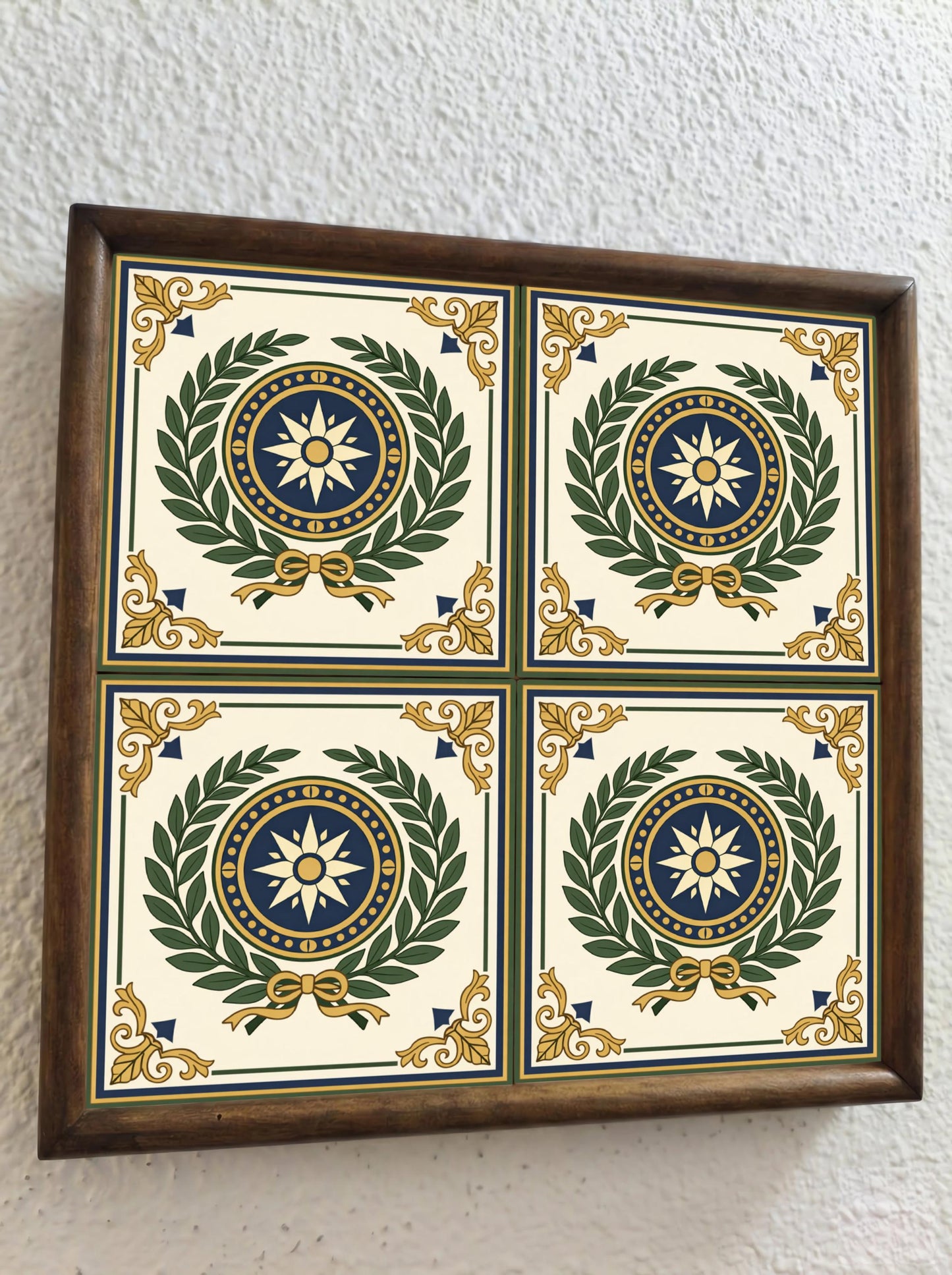 Azulejo-Fliese Florence, Italy Lorbeer Medaillon — Geometrisches Muster