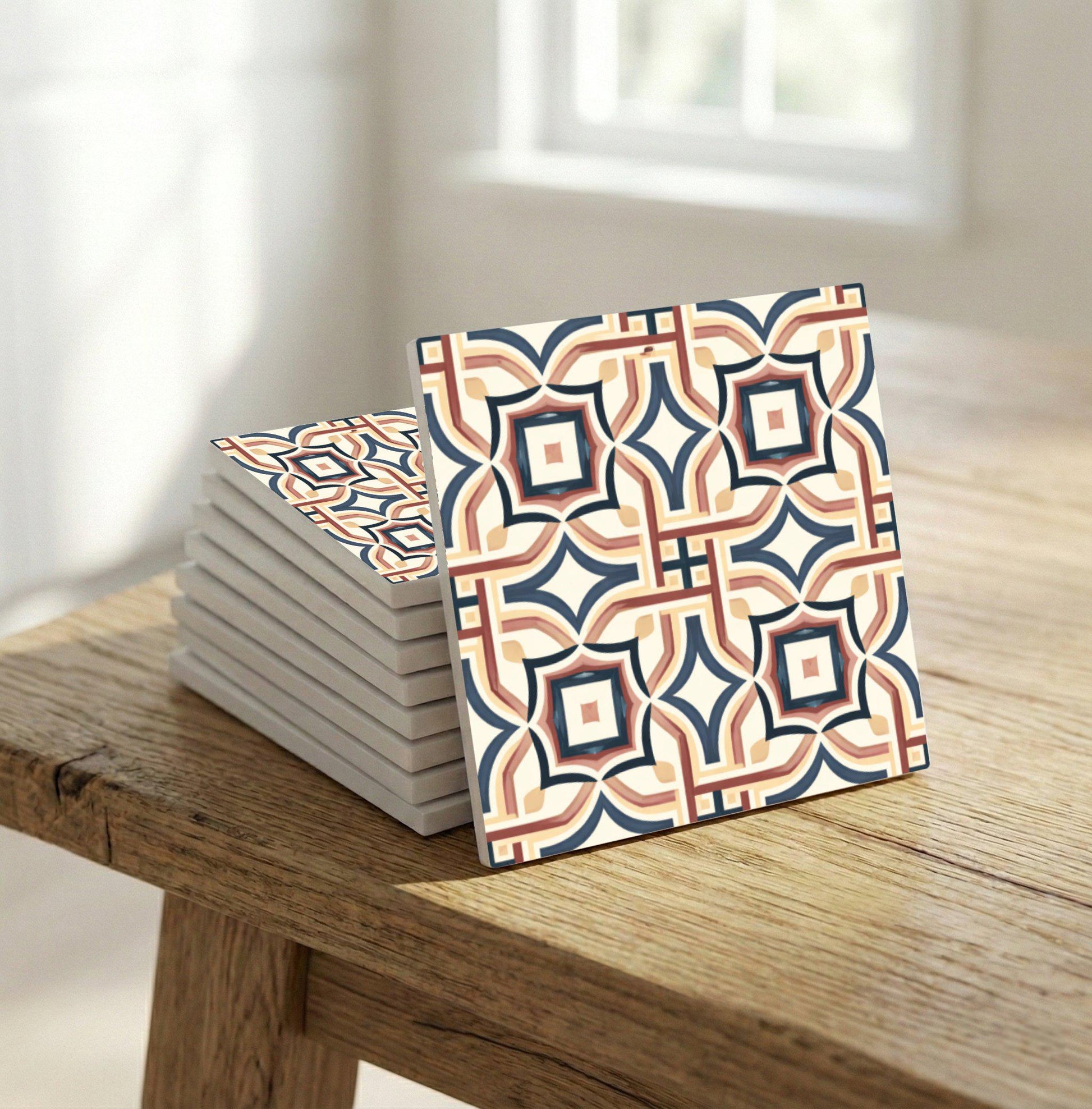 Azulejo Mediterraneo Grid Vintage — Decoro Costiero Mediterraneo