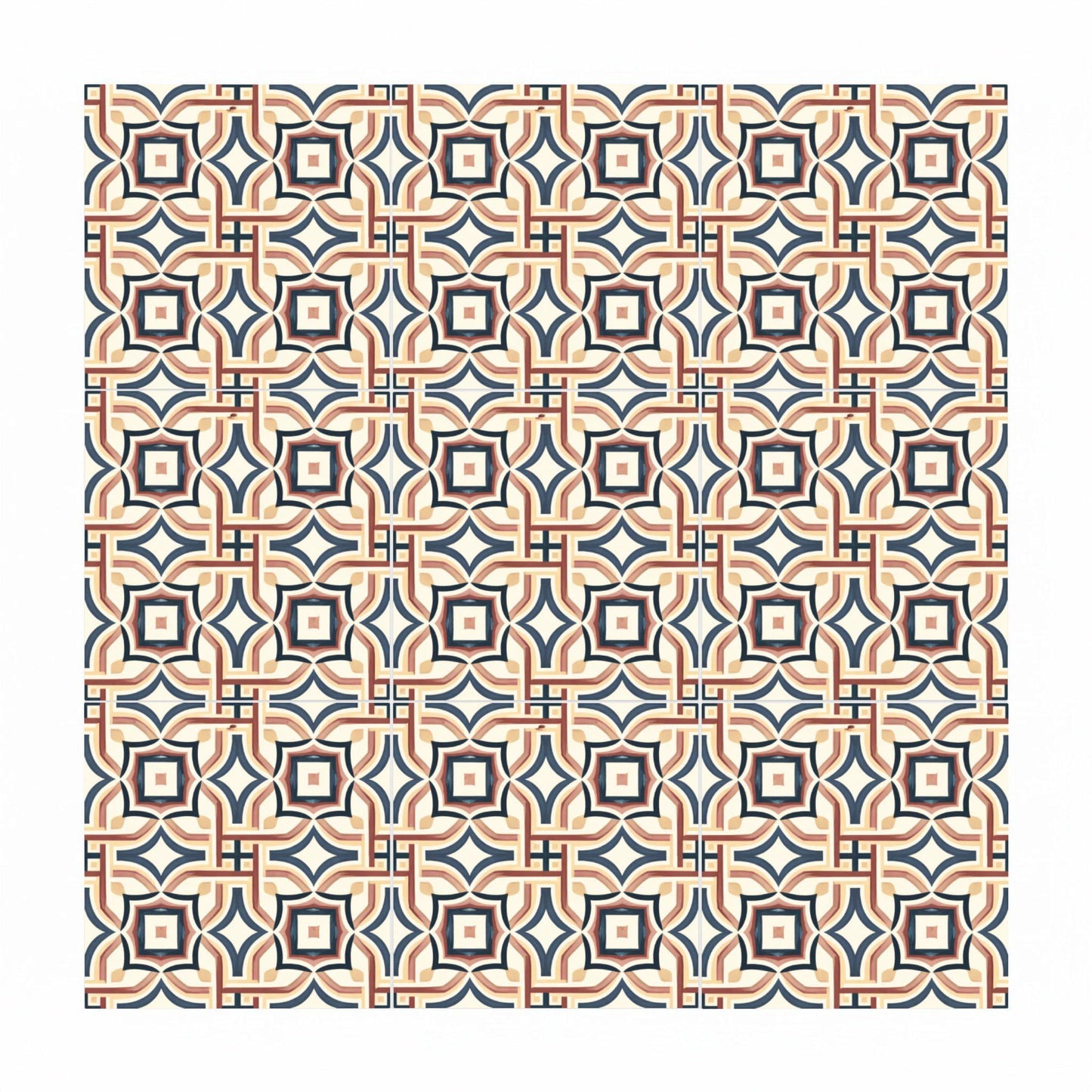 Azulejo Mediterraneo Grid Vintage — Decoro Costiero Mediterraneo