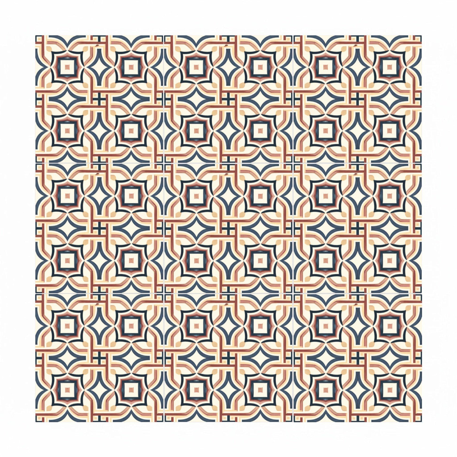 Azulejo Mediterraneo Grid Vintage — Decoro Costiero Mediterraneo