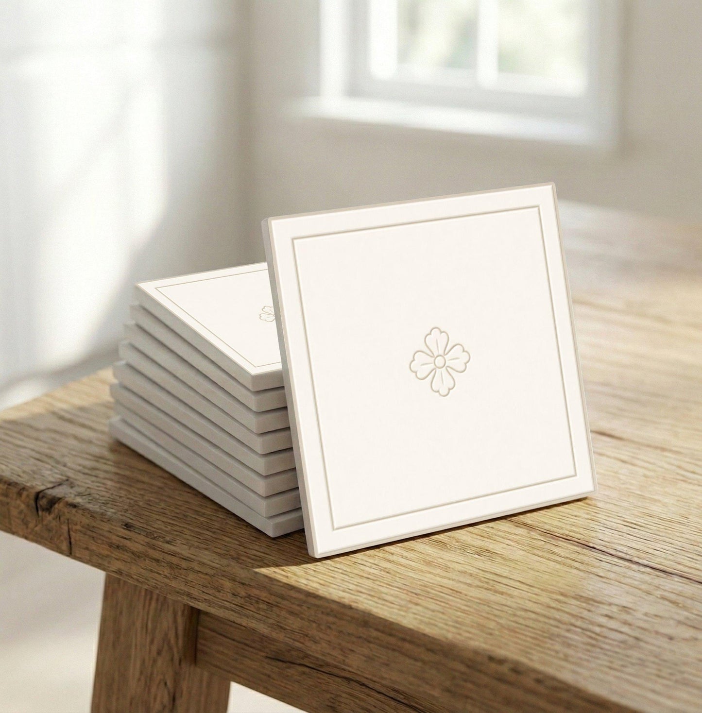 Marfil Rosette Rahmen · Keramik-Wandfliese — Klassisches Keramik-Ornament
