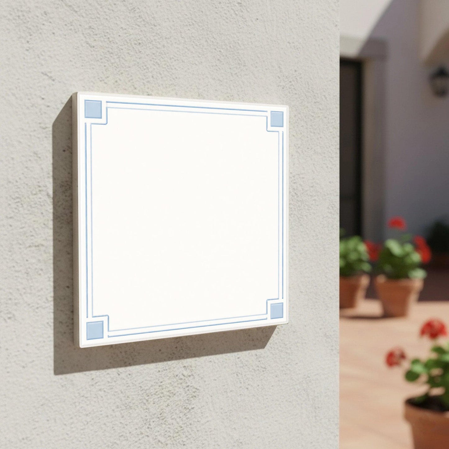 White with Blue Frame — Classic Decorative Pattern Decorative Tile