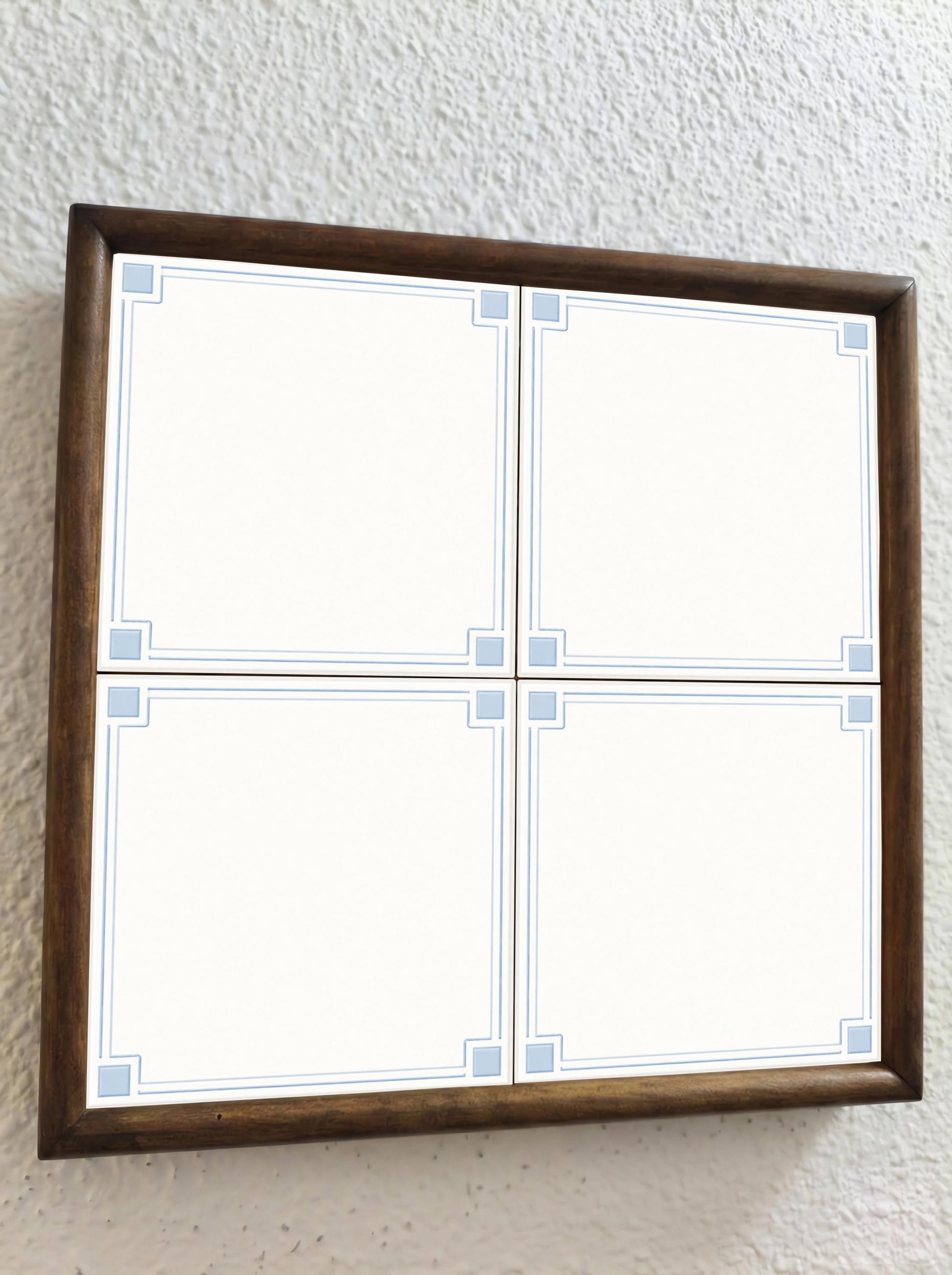 White with Blue Frame — Classic Decorative Pattern Decorative Tile