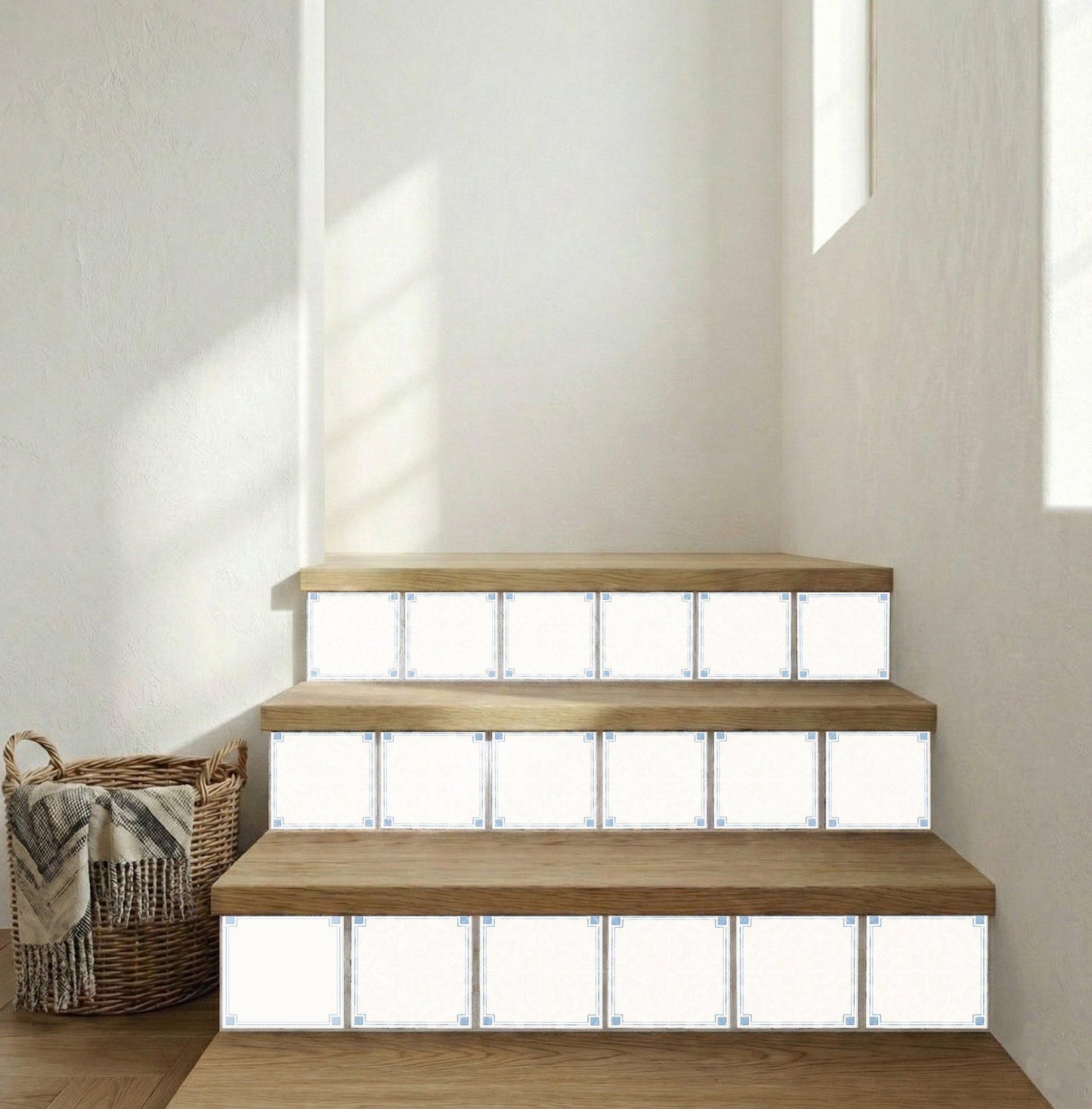 White with Blue Frame — Classic Decorative Pattern Decorative Tile
