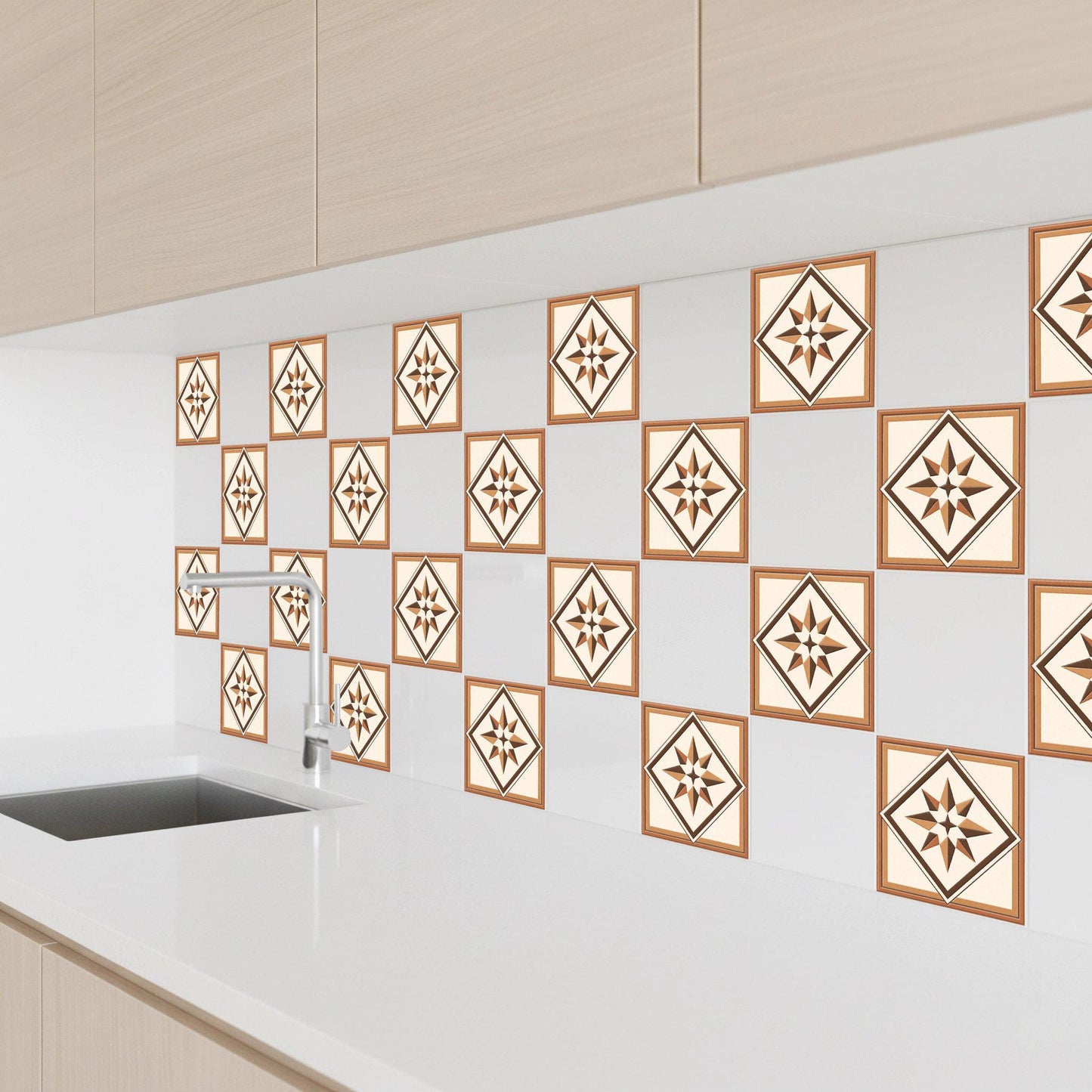 Compass Rose Star Mediterranean — Precision-Line Geometry Ceramic Tile