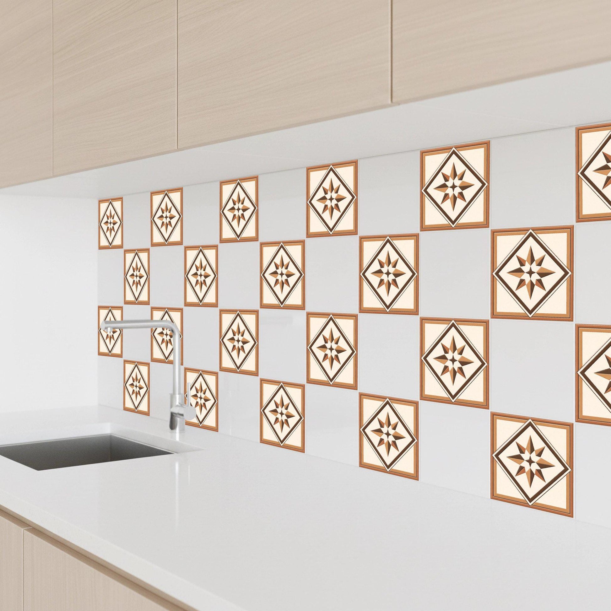 Compass Rose Star Mediterranean — Precision-Line Geometry Ceramic Tile