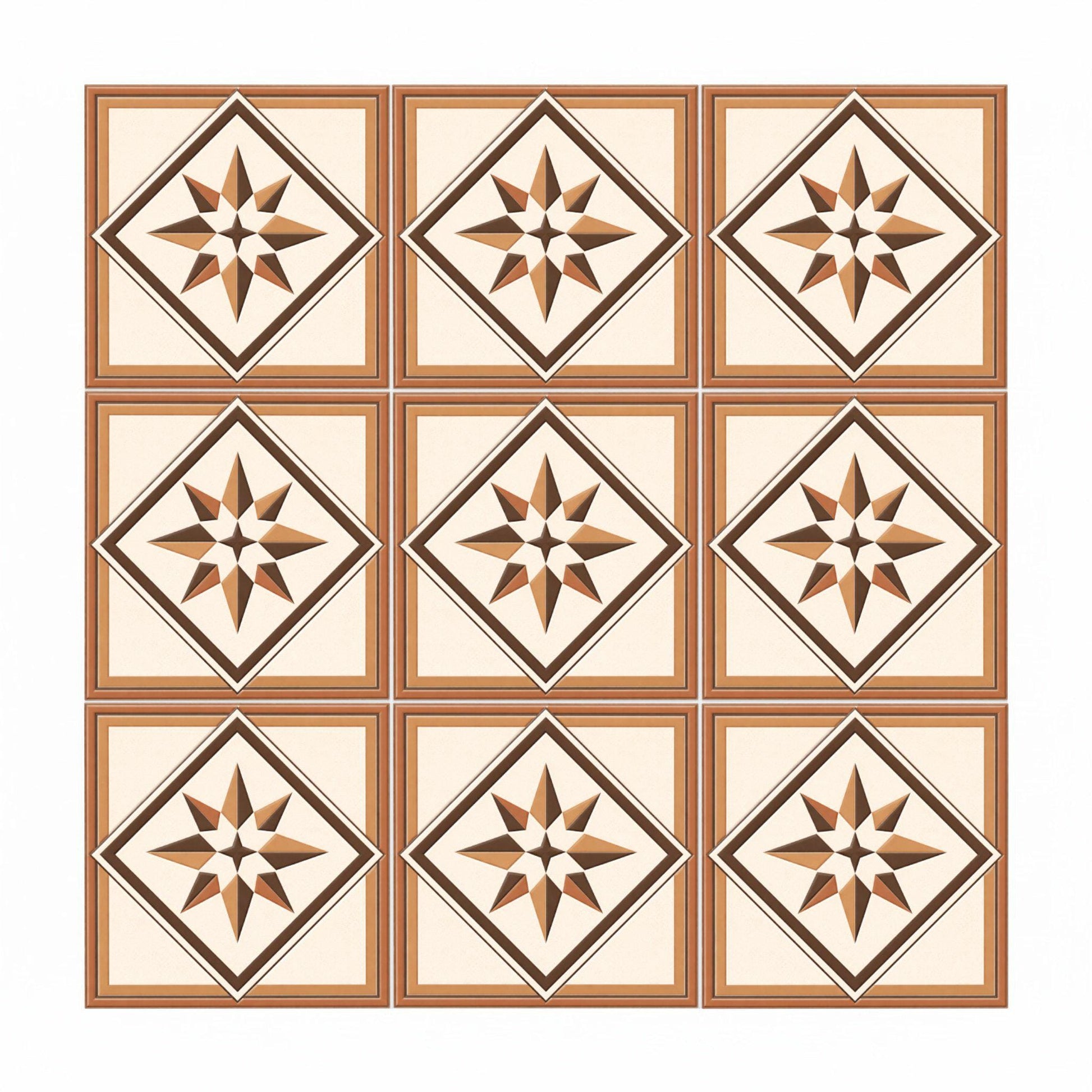 Compass Rose Star Mediterranean — Precision-Line Geometry Ceramic Tile