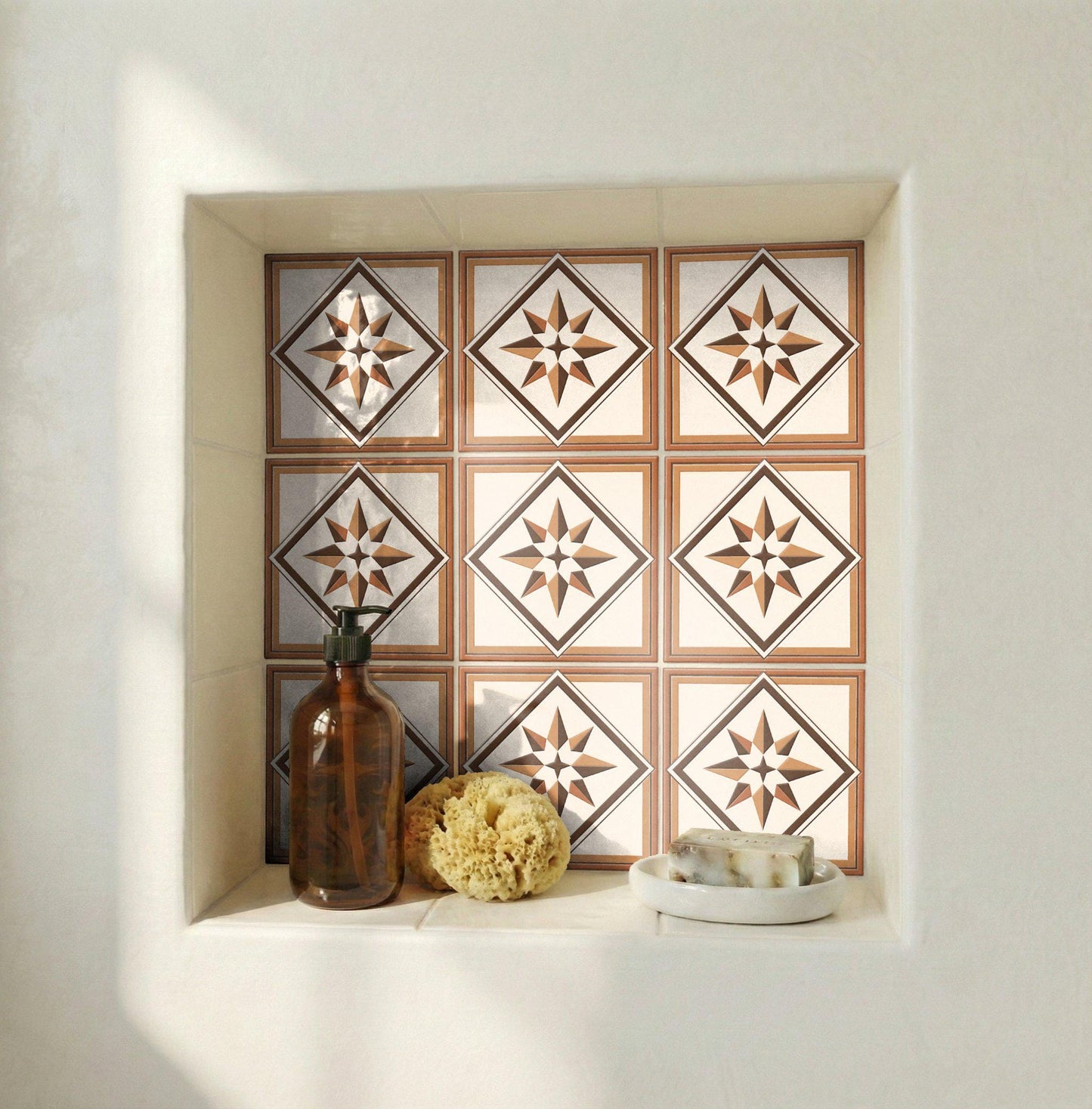 Compass Rose Star Mediterranean — Precision-Line Geometry Ceramic Tile