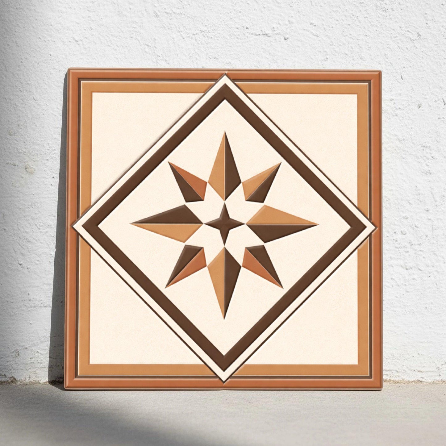 Compass Rose Star Mediterranean — Precision-Line Geometry Ceramic Tile