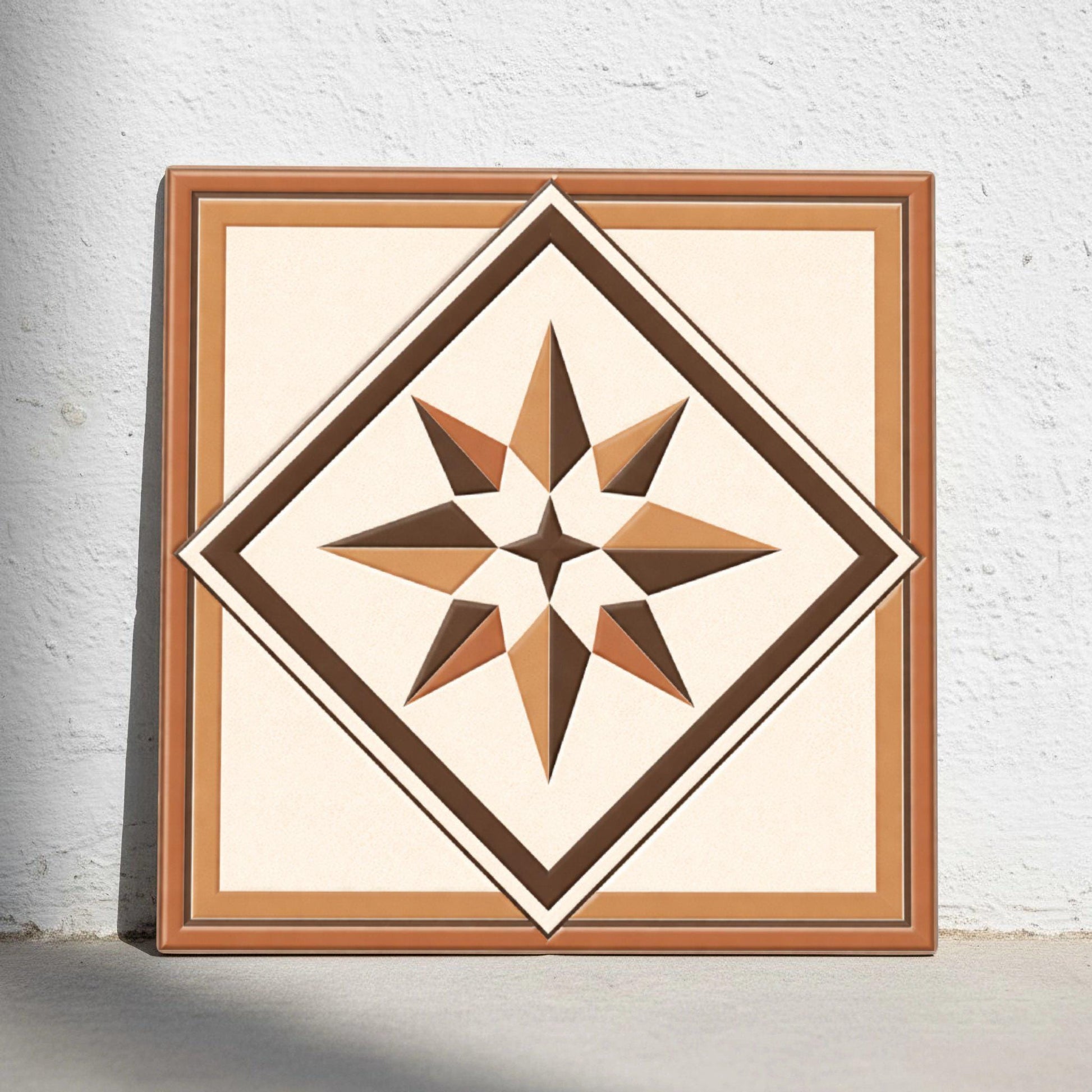 Compass Rose Star Mediterranean — Precision-Line Geometry Ceramic Tile