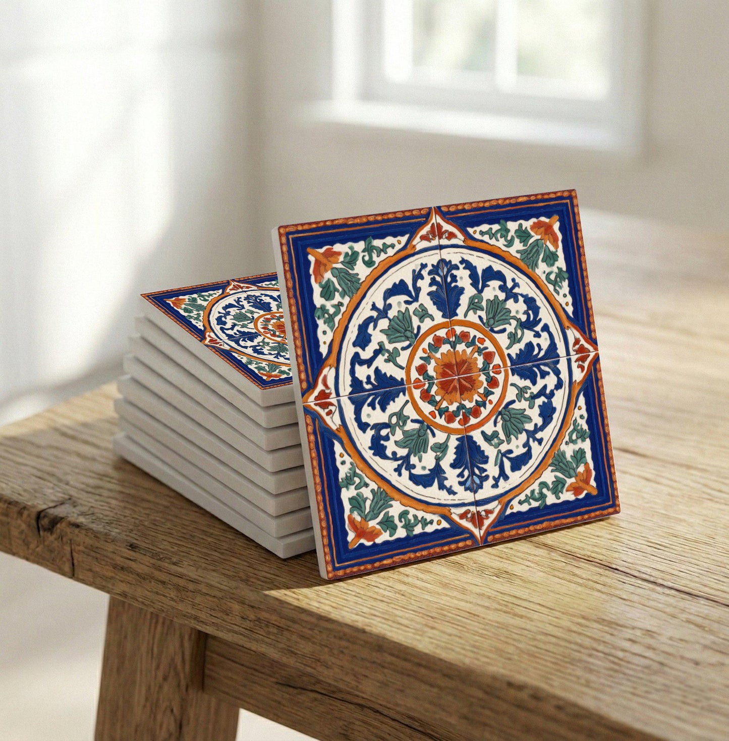 Azulejo-Fliese Maiolica Rosette — Klassisches Keramik-Ornament