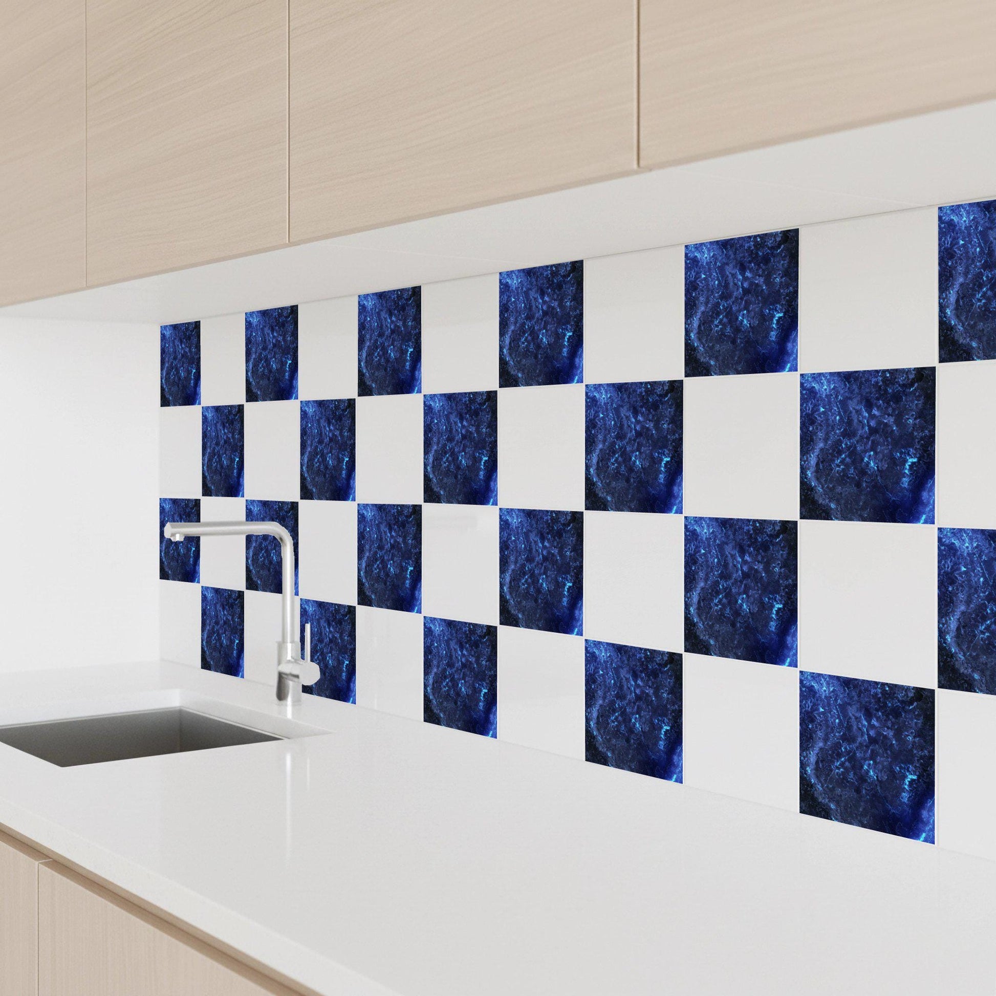 Midnight Sapphire — Vintage-Style Ornament Ceramic Tile