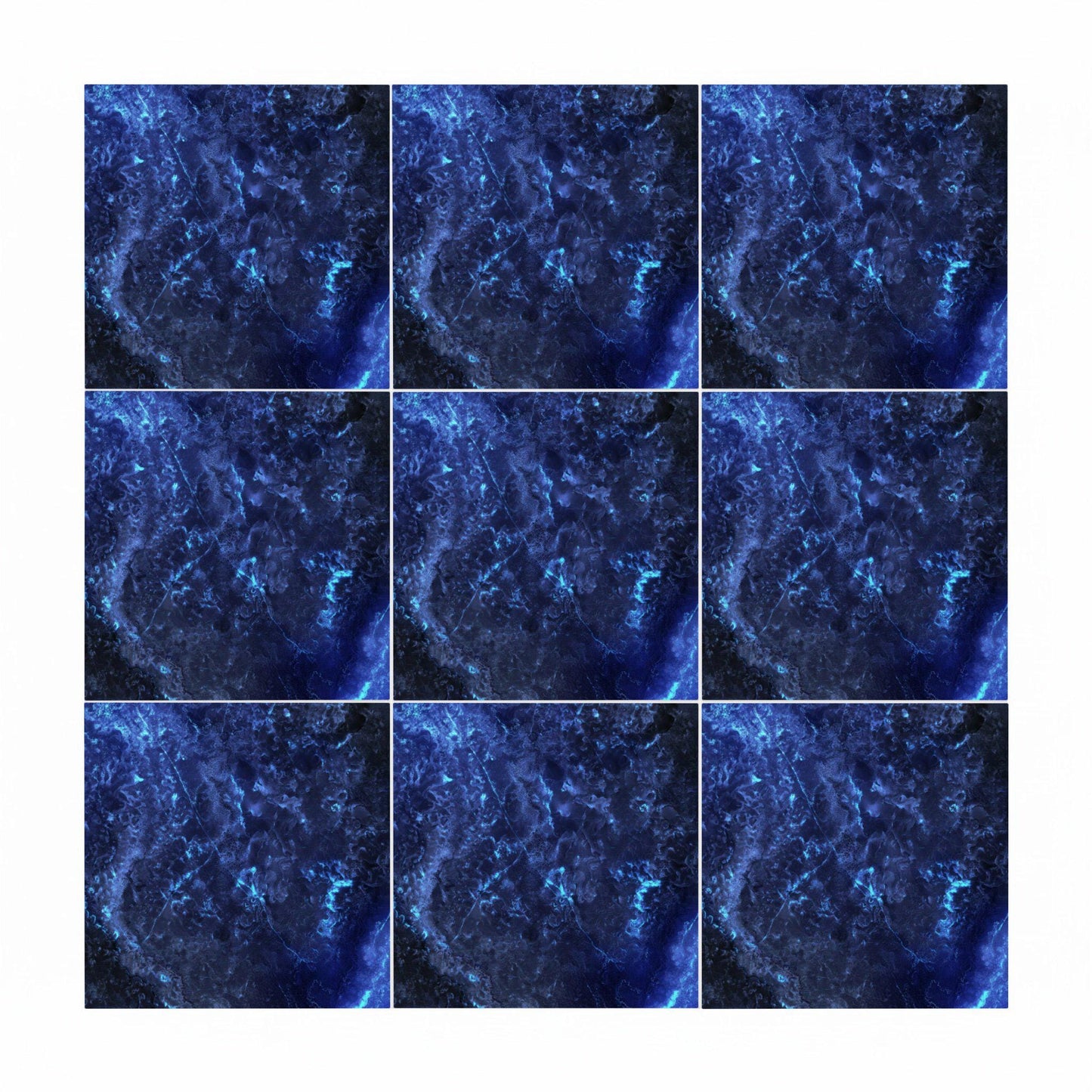 Midnight Sapphire — Vintage-Style Ornament Ceramic Tile