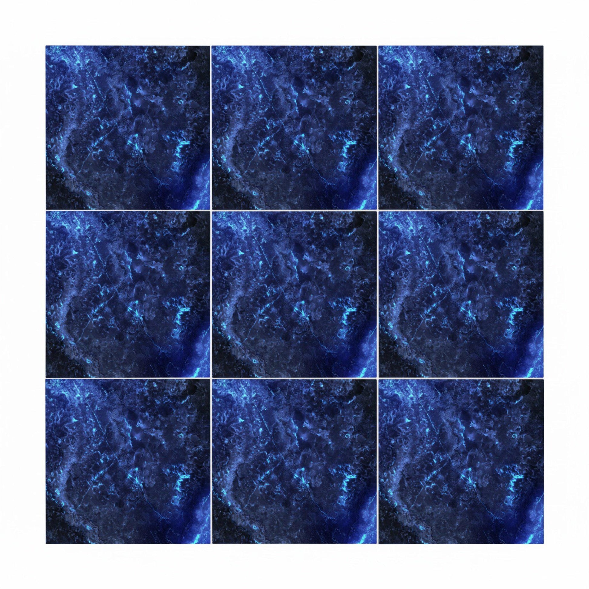 Midnight Sapphire — Vintage-Style Ornament Ceramic Tile