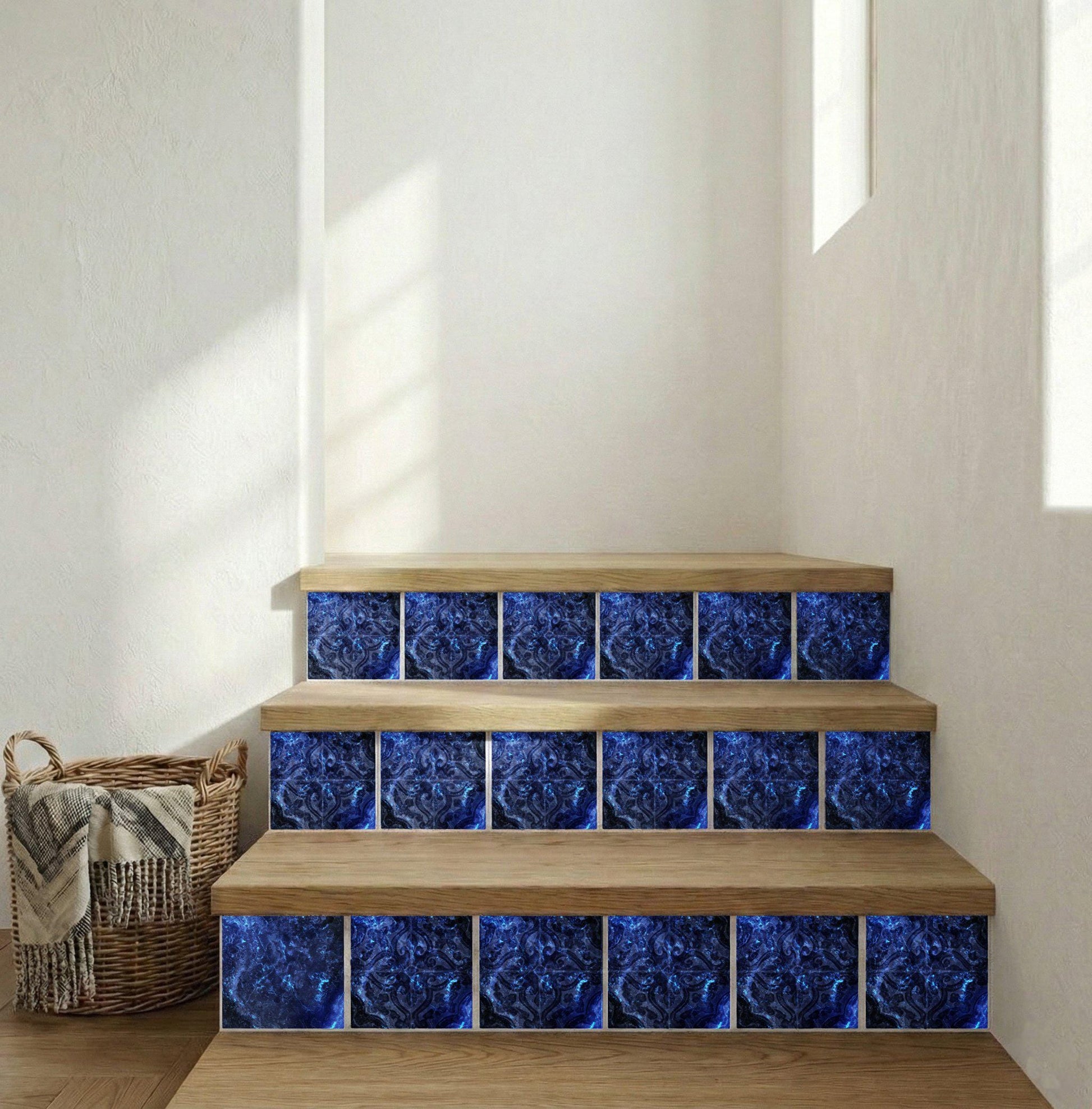 Midnight Sapphire — Vintage-Style Ornament Ceramic Tile