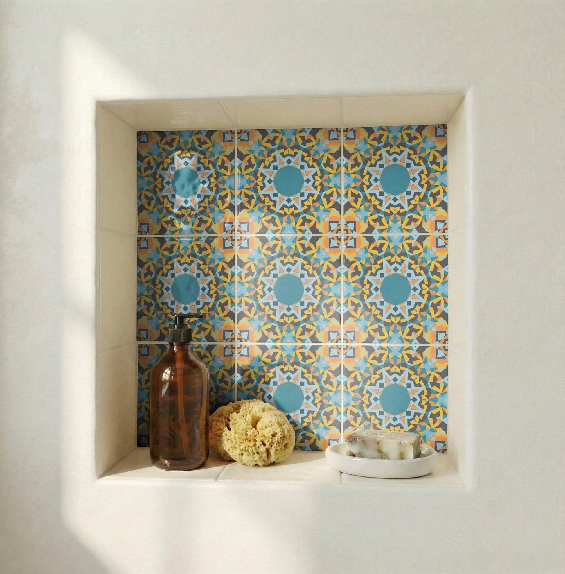 Ceramic Tile Kaleidoscope Star — Contemporary Geometric Décor