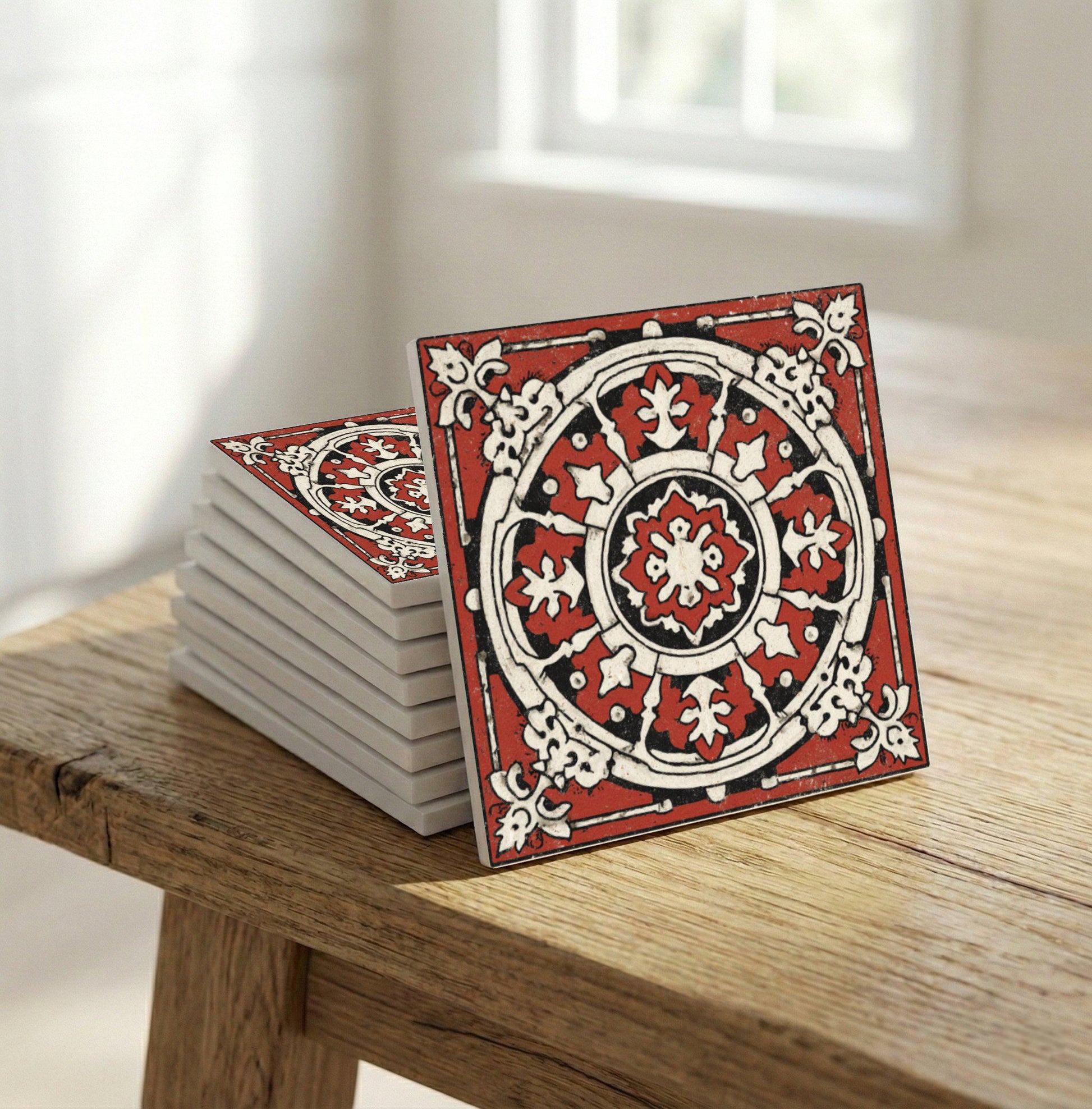 Red et Noir Vintage — Carreau Céramique Motif Géométrique