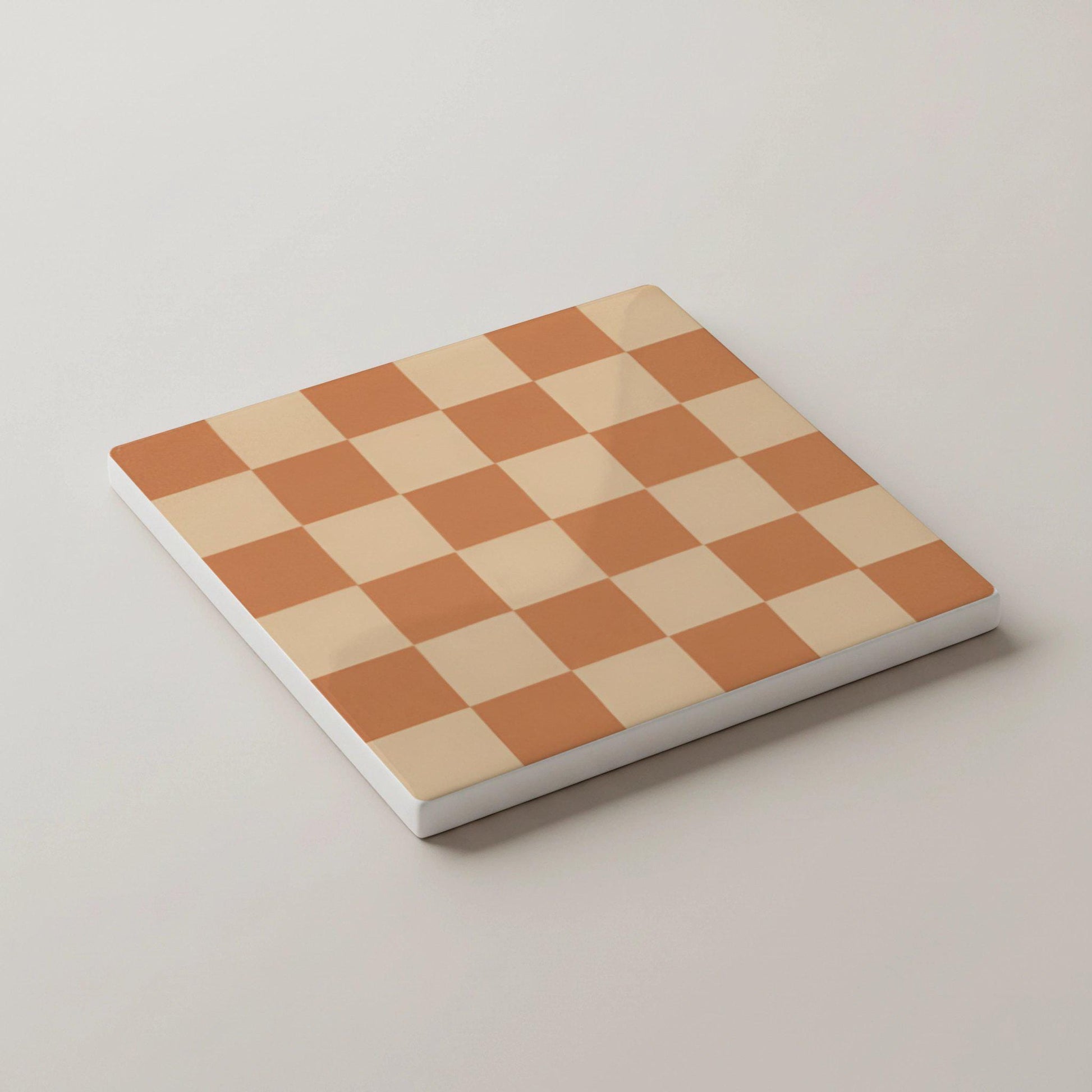 Diseño de tablero de ajedrez — Set de Dessous de Verre en Céramique · Géométrique et Déco