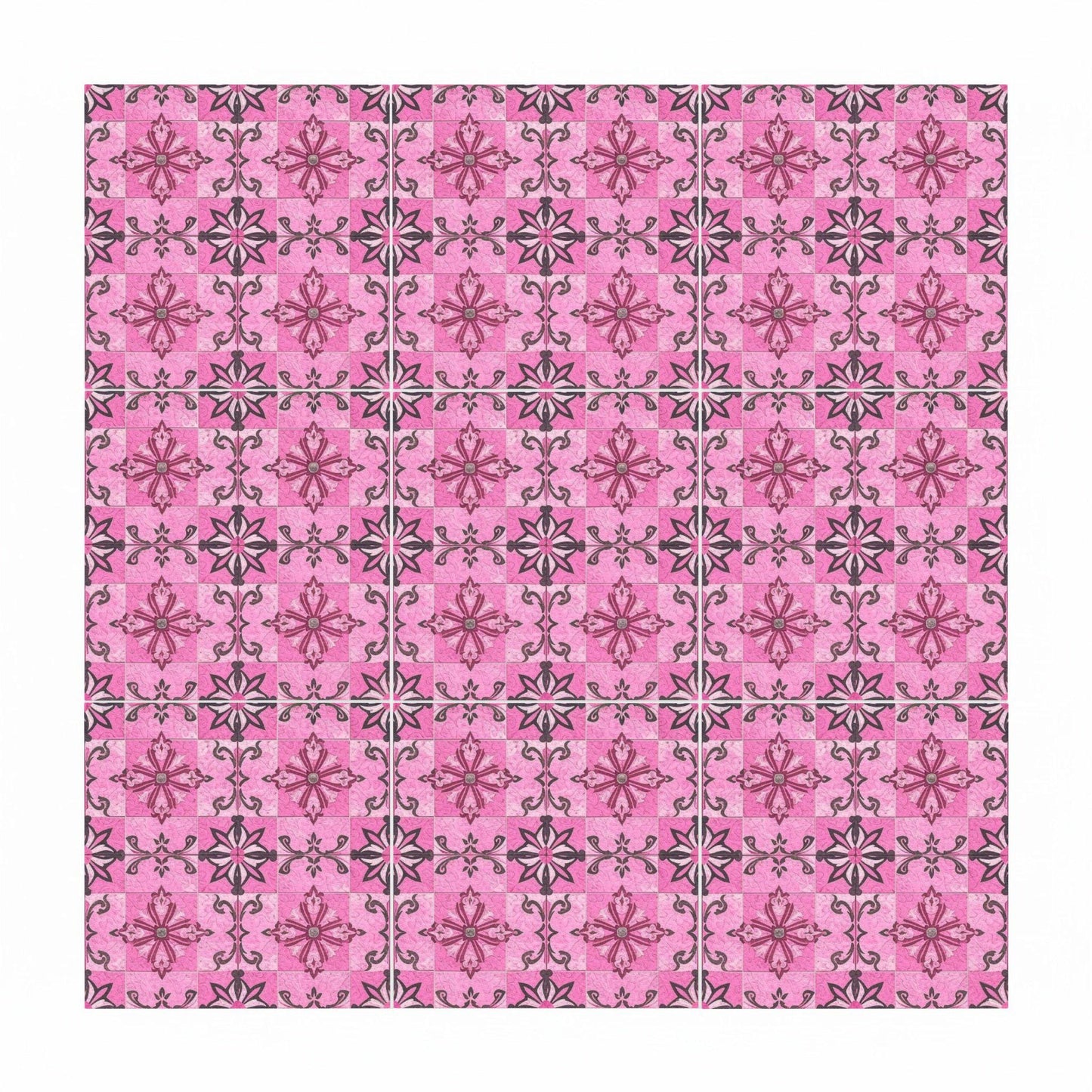 Pink Floral — Precision-Line Geometry Ceramic Tile