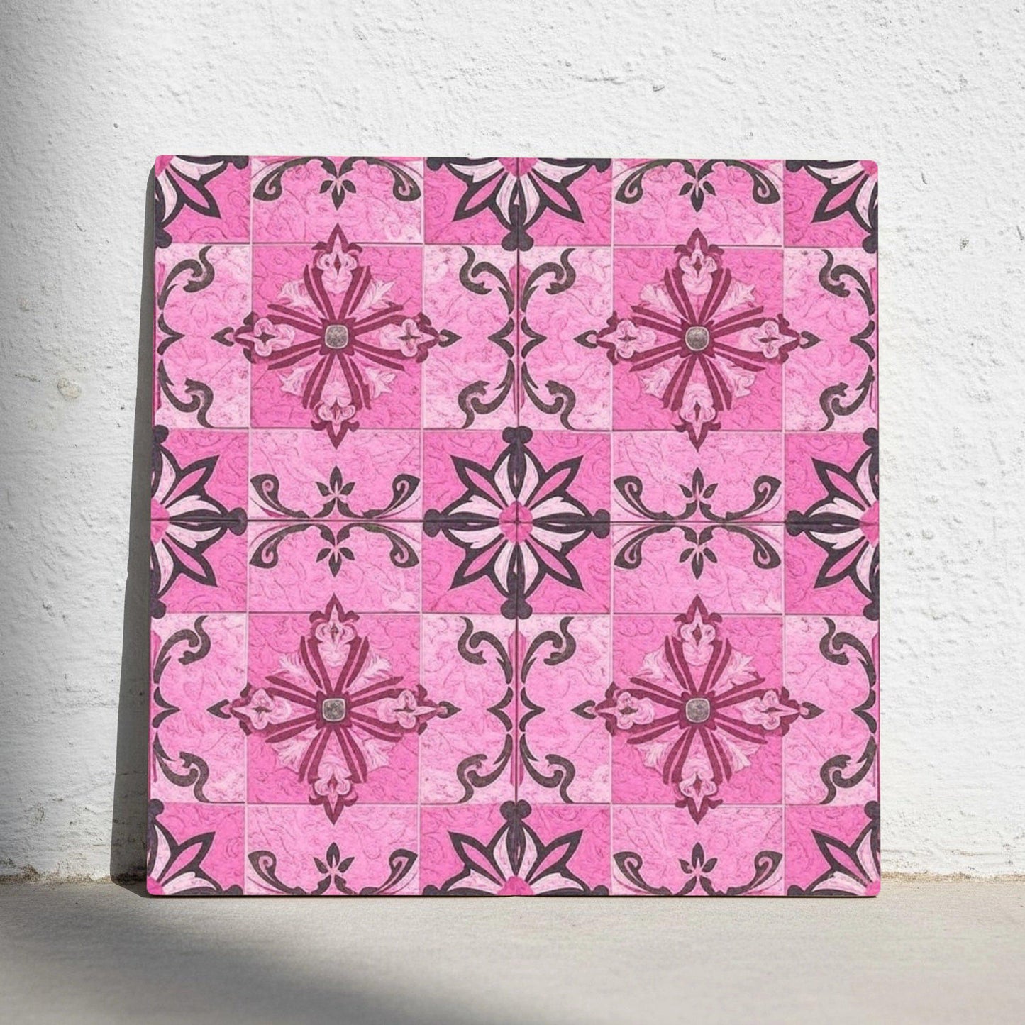Pink Floral — Precision-Line Geometry Ceramic Tile