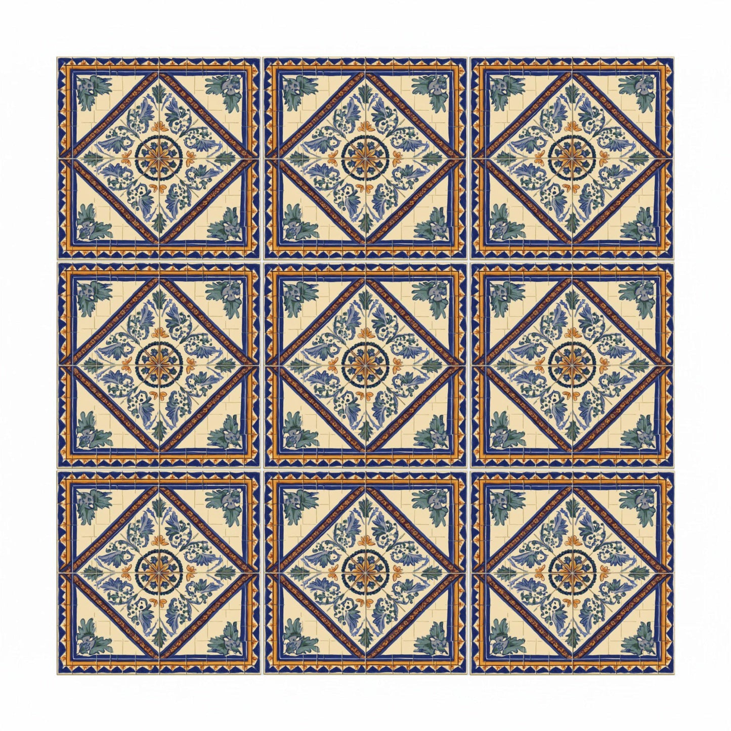 Cádiz Bleu et Doré — Carreau Céramique Héritage Espagnol
