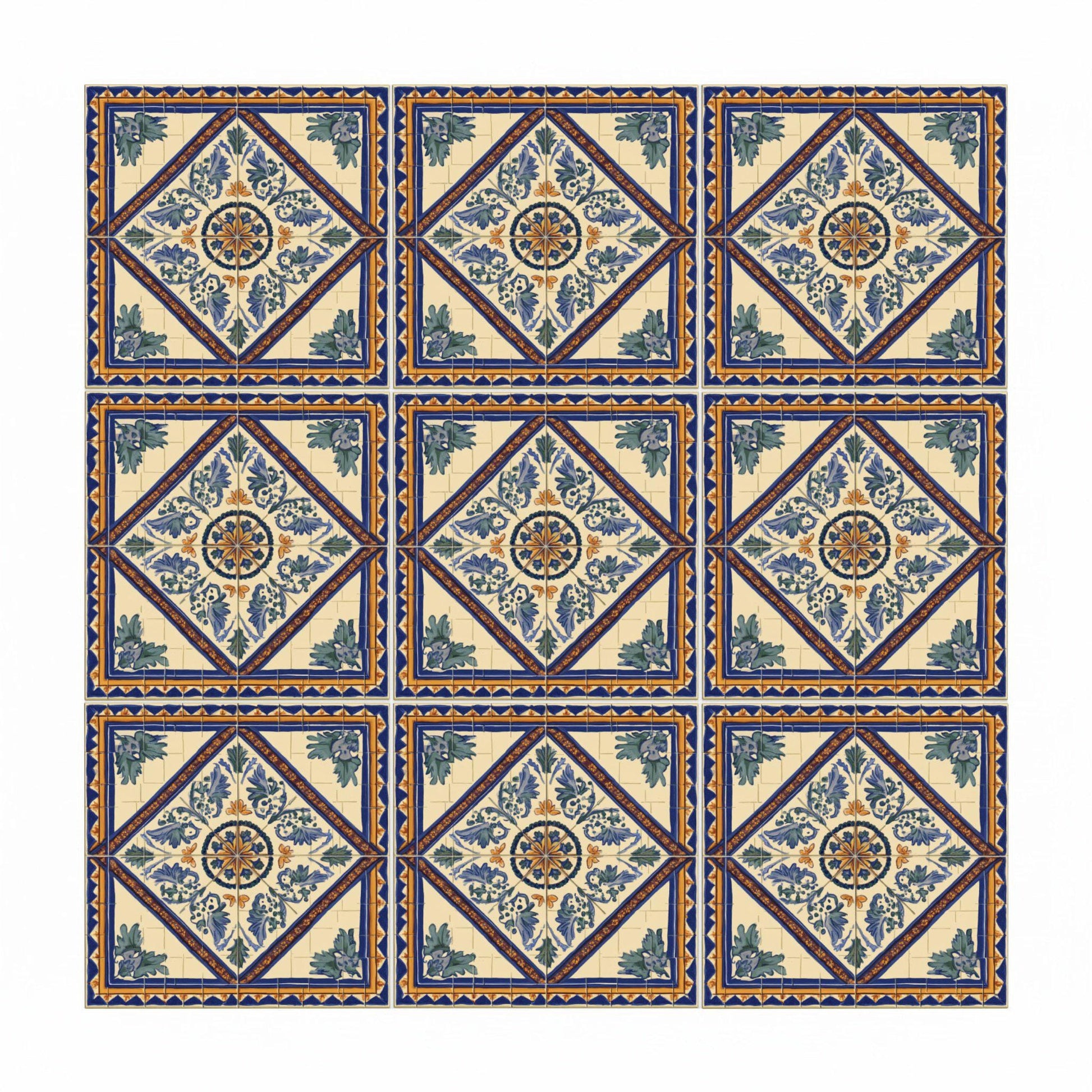 Cádiz Bleu et Doré — Carreau Céramique Héritage Espagnol