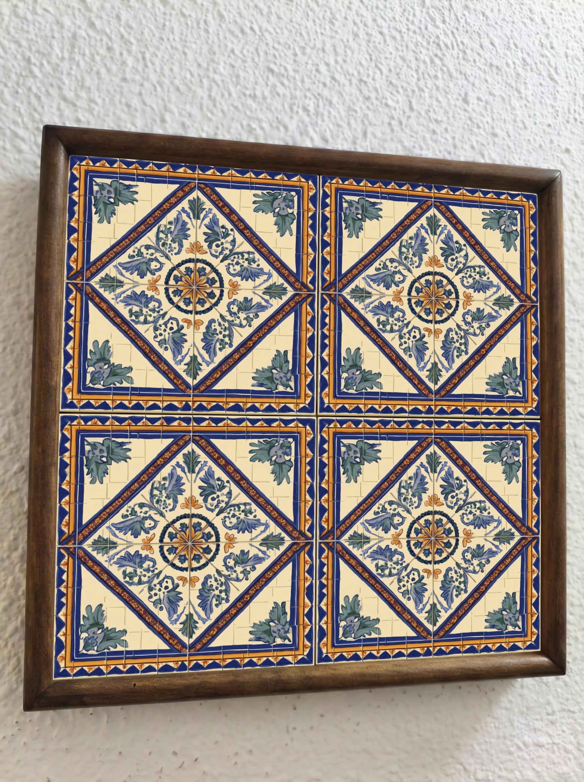 Cádiz Bleu et Doré — Carreau Céramique Héritage Espagnol