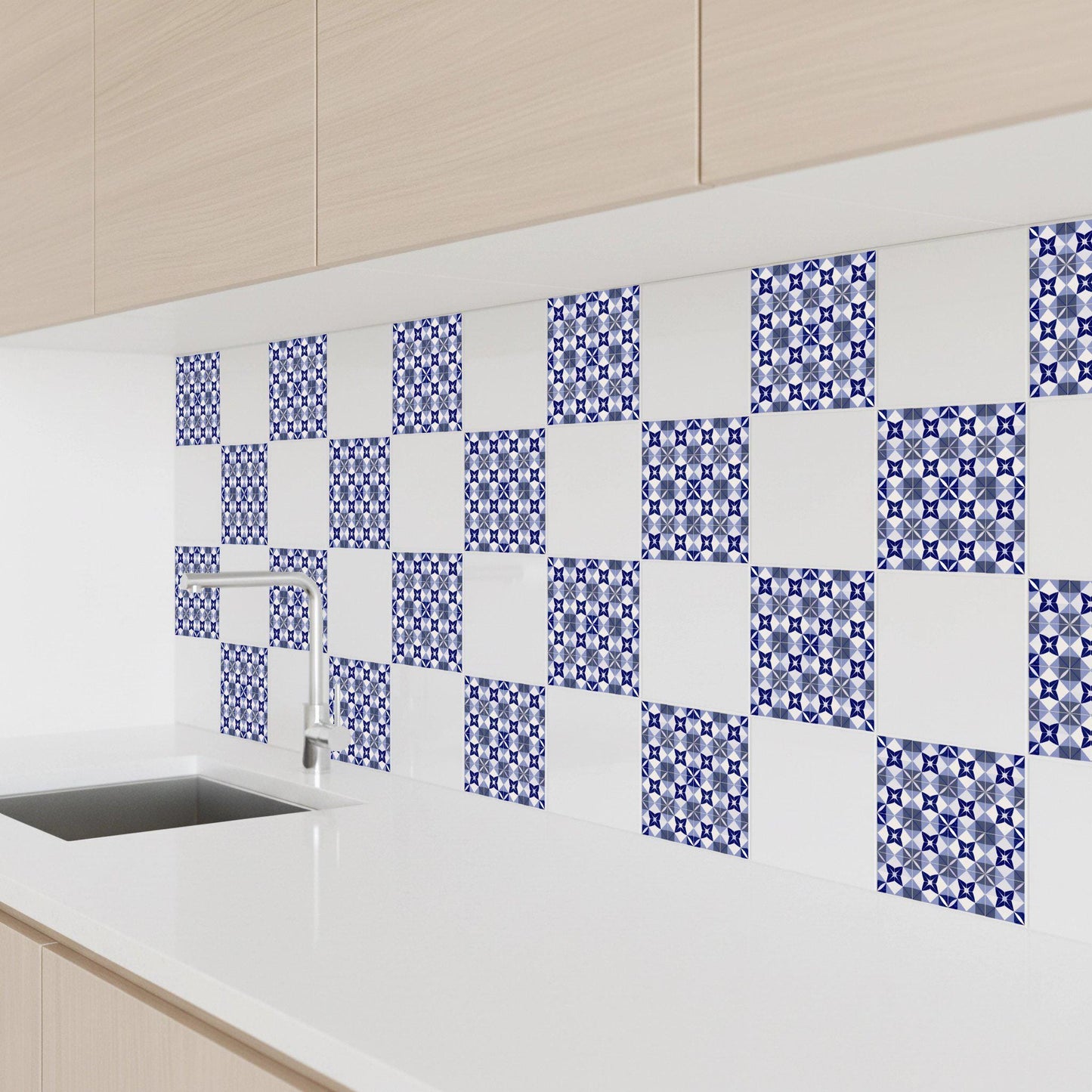 Azulejo Lyon azul geométrico