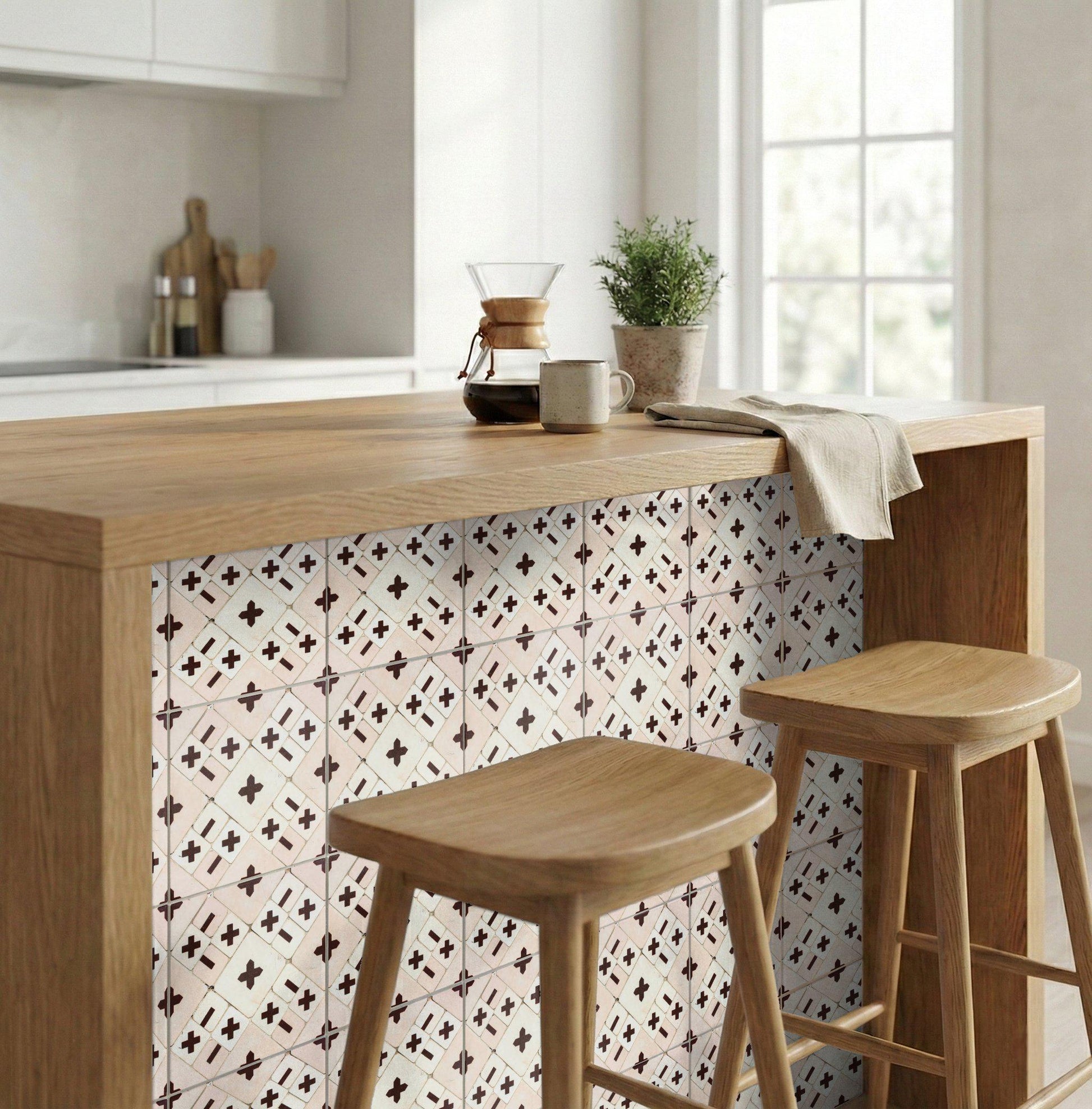 Burgundy Croix de Héritage Traditionnel · Carreau Mural — Décor Géométrique Contemporain