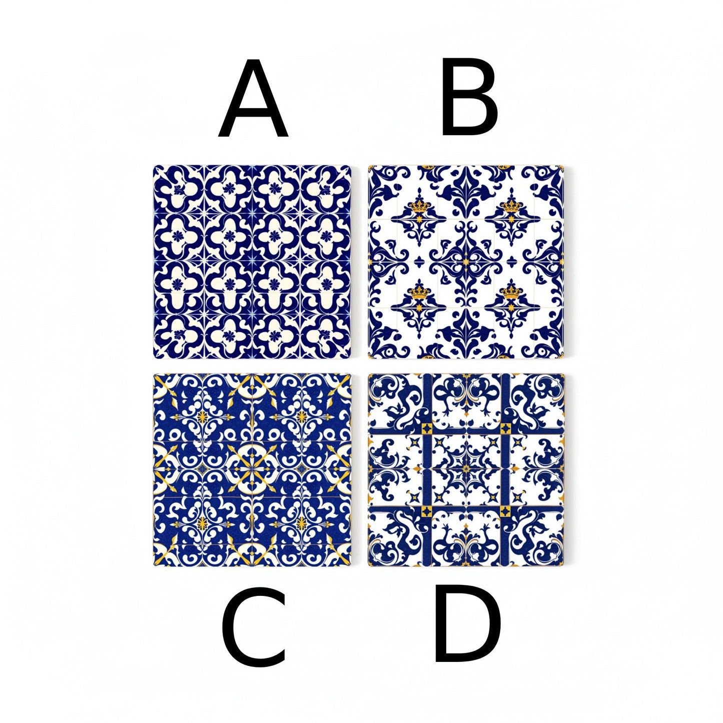 Posavasos Azulejo, posavasos de azulejos azules y blancos, decoración de mesa de