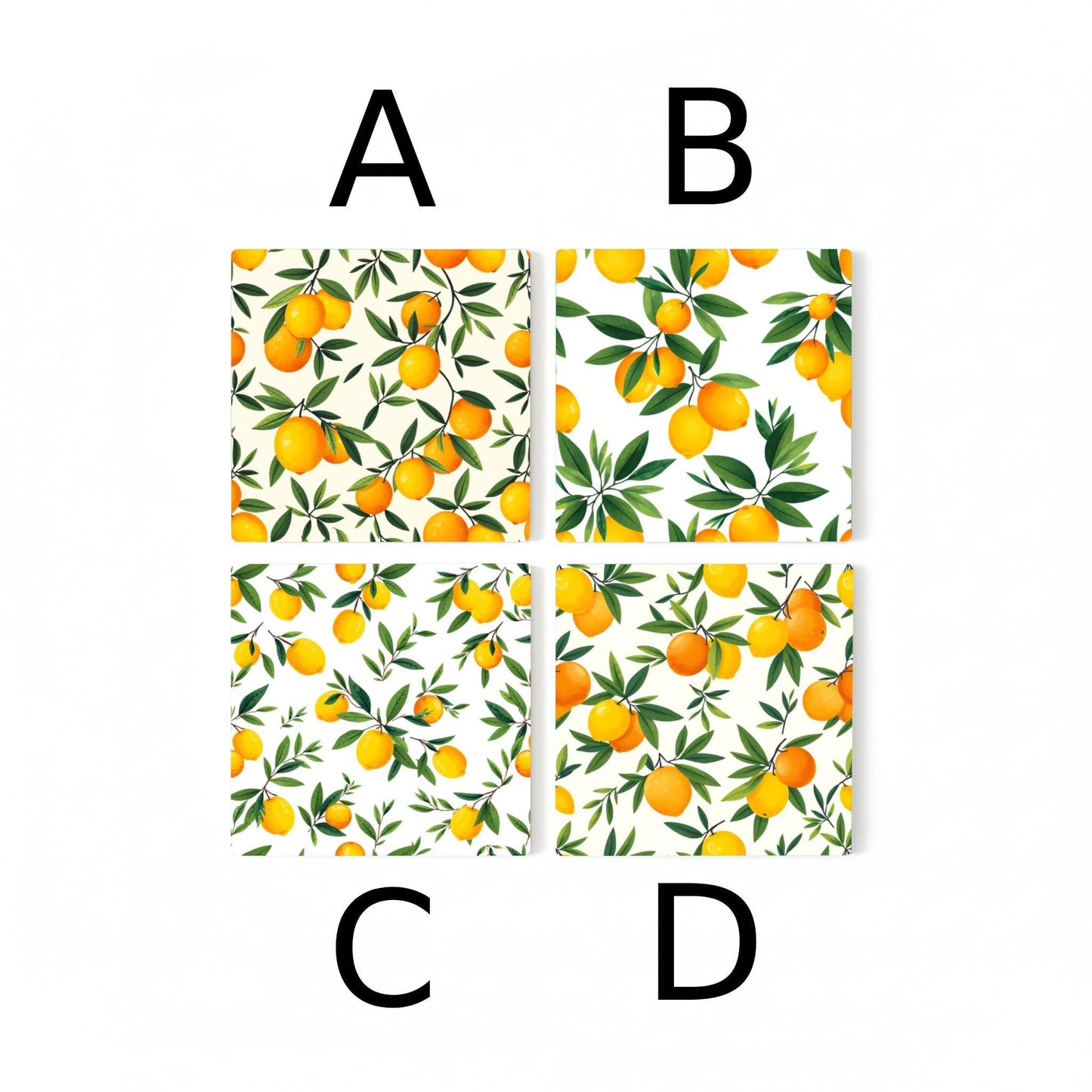 Orange Grove, decoración de cocina mediterránea — Set de Dessous de Verre en Céramique · Dessous de Verre à Motifs Modernes