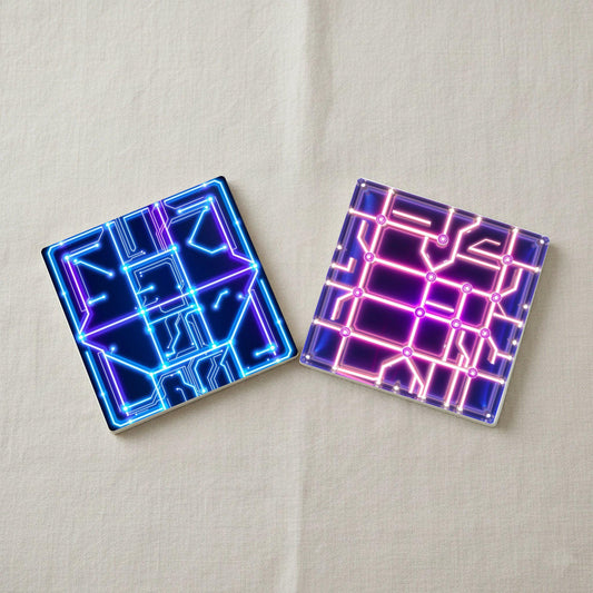 Posavasos Cyberpunk, decoración de mesa con circuito impreso de neón