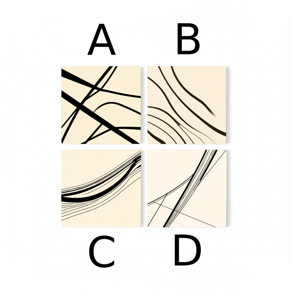 Posavasos Esmaltada con arte lineal abstracto, decoración minimalista moderna