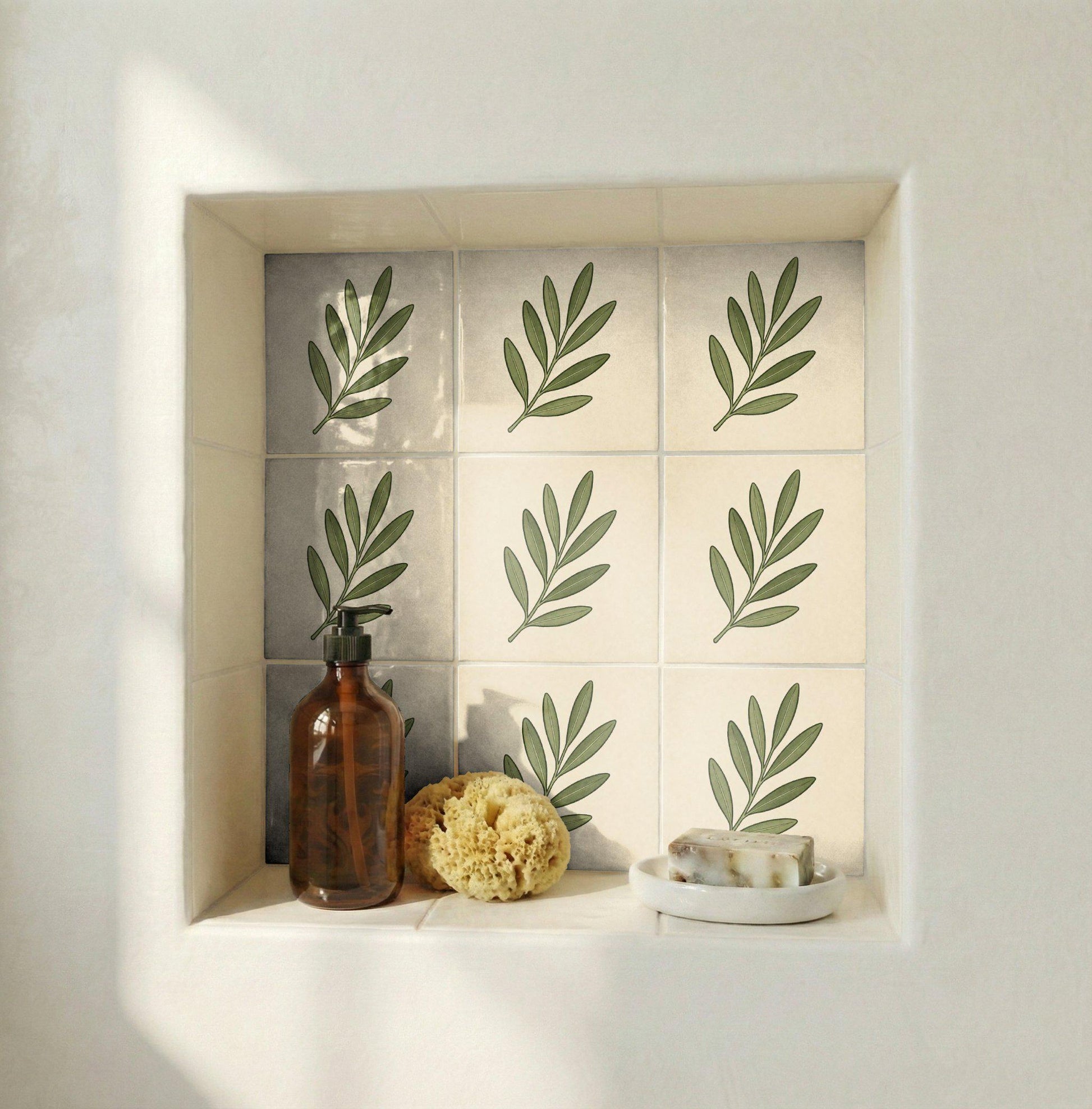 Ceramic Tile Olive Branch — Botanical Motif