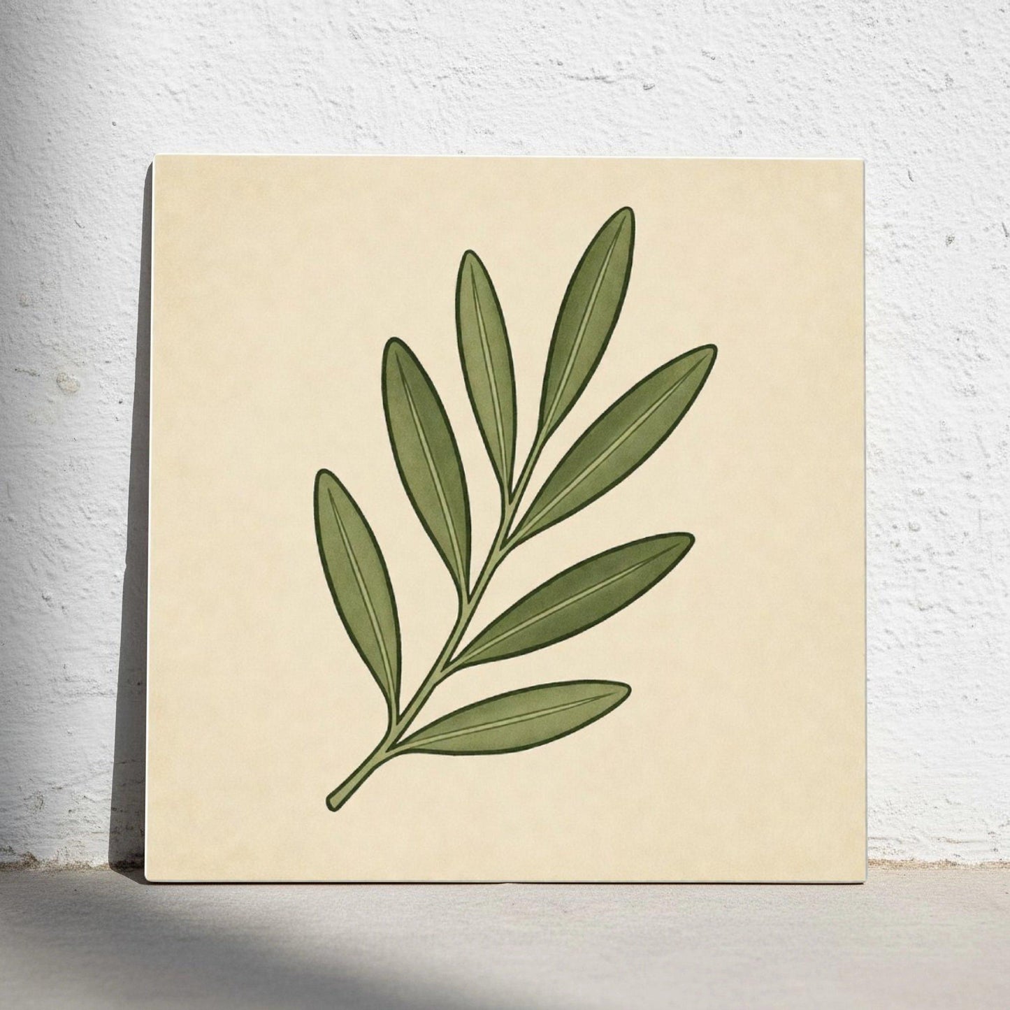 Ceramic Tile Olive Branch — Botanical Motif