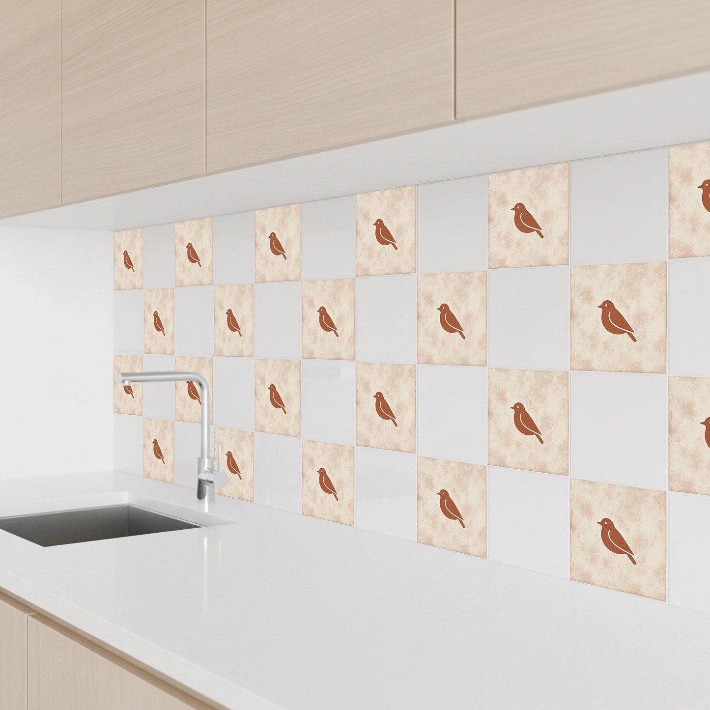 Vogel Minimalistisch · Keramik-Wandfliese — Zeitloses Dekor-Design