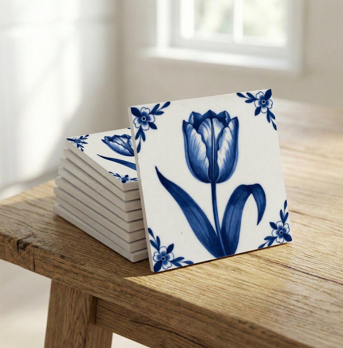 Tulip in Delft Blue — Dutch Blue & White Ceramic Decorative Tile