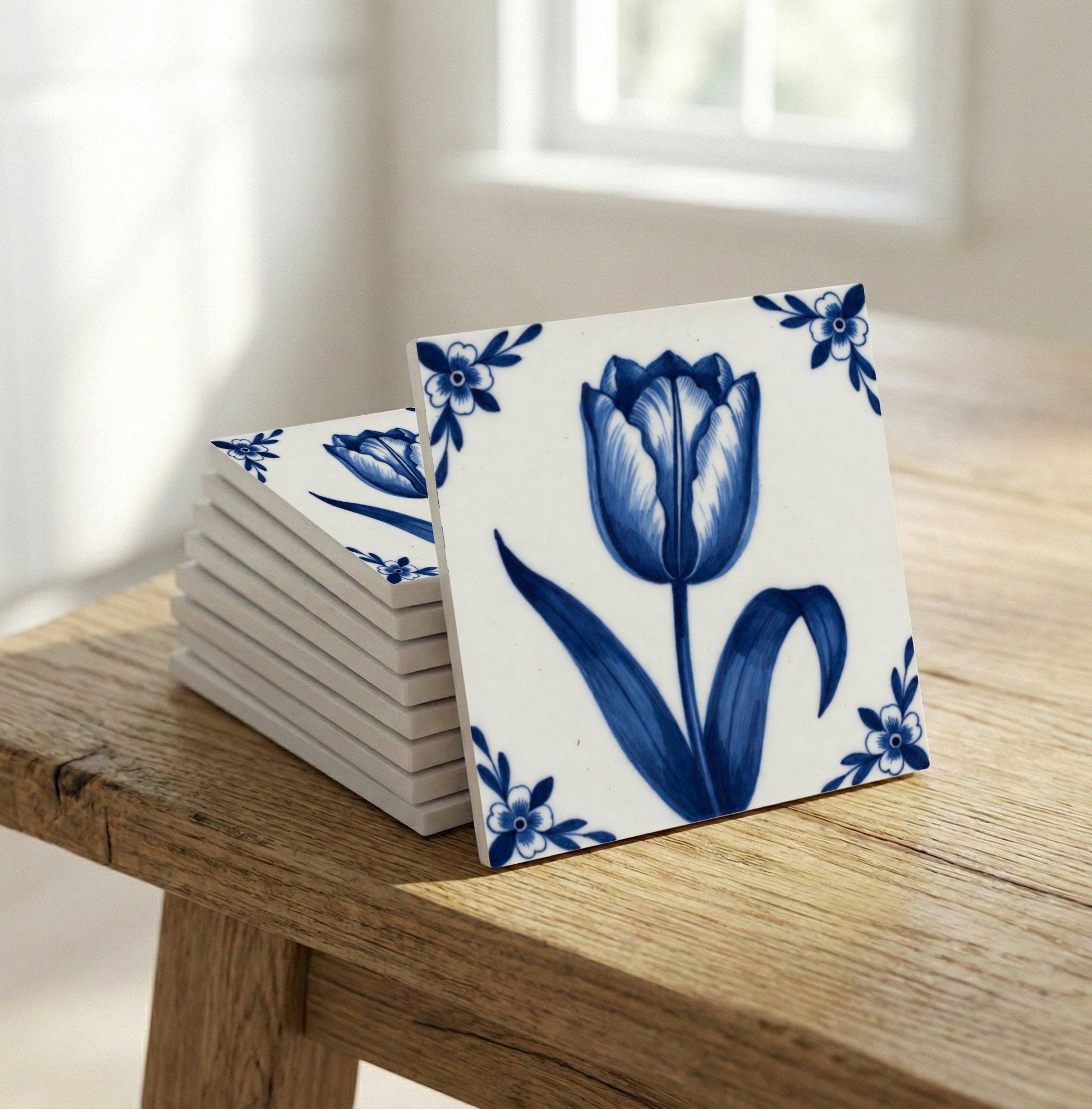 Tulip in Delft Blue — Dutch Blue & White Ceramic Decorative Tile