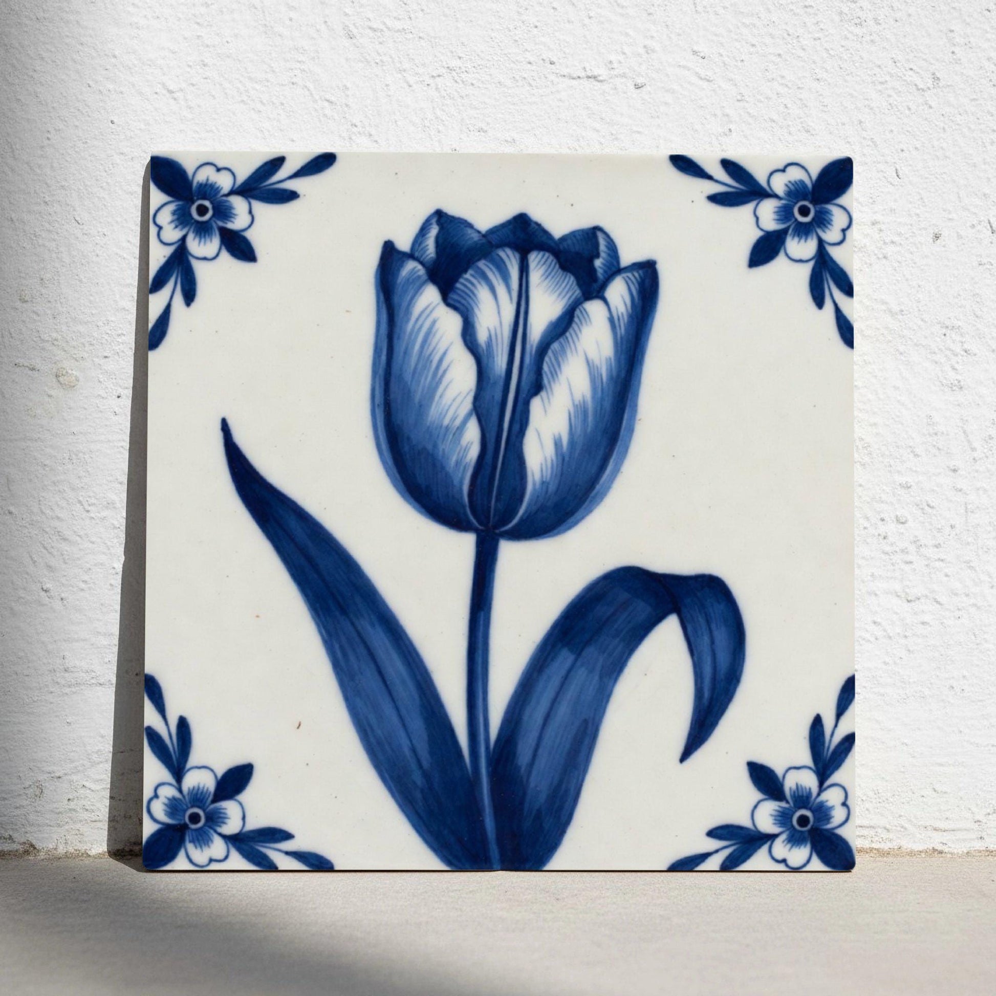 Tulip in Delft Blue — Dutch Blue & White Ceramic Decorative Tile