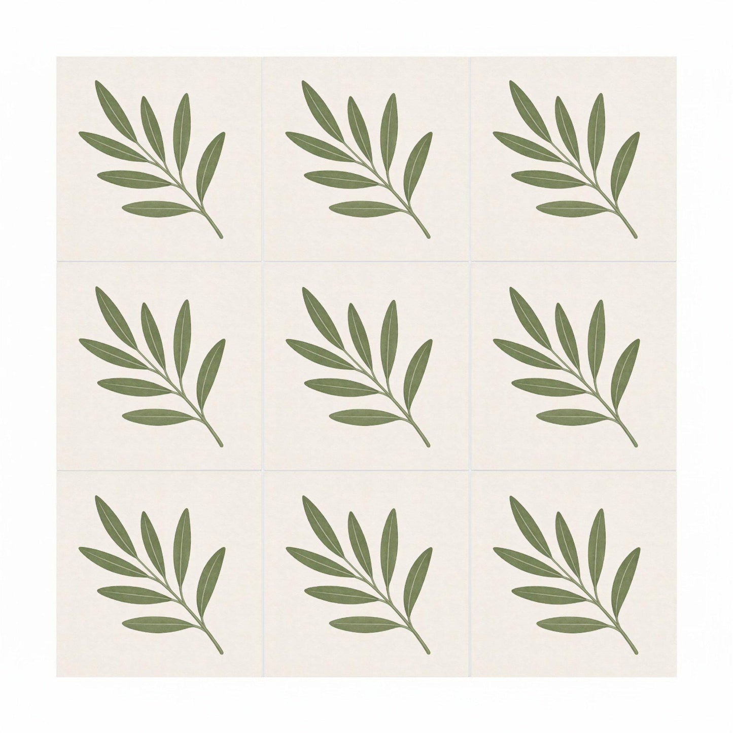 Ceramic Tile Olive Branch — Botanical Motif