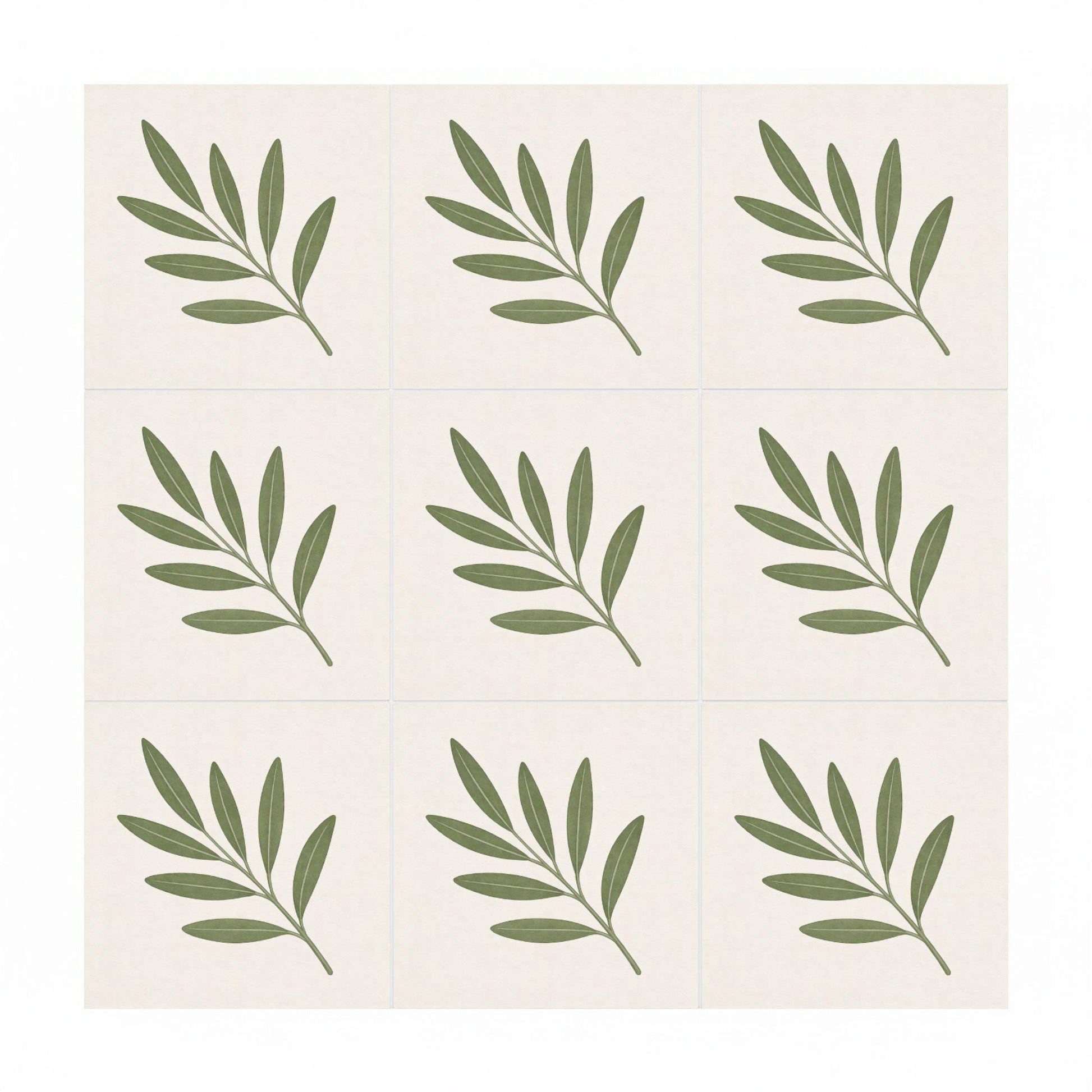 Ceramic Tile Olive Branch — Botanical Motif